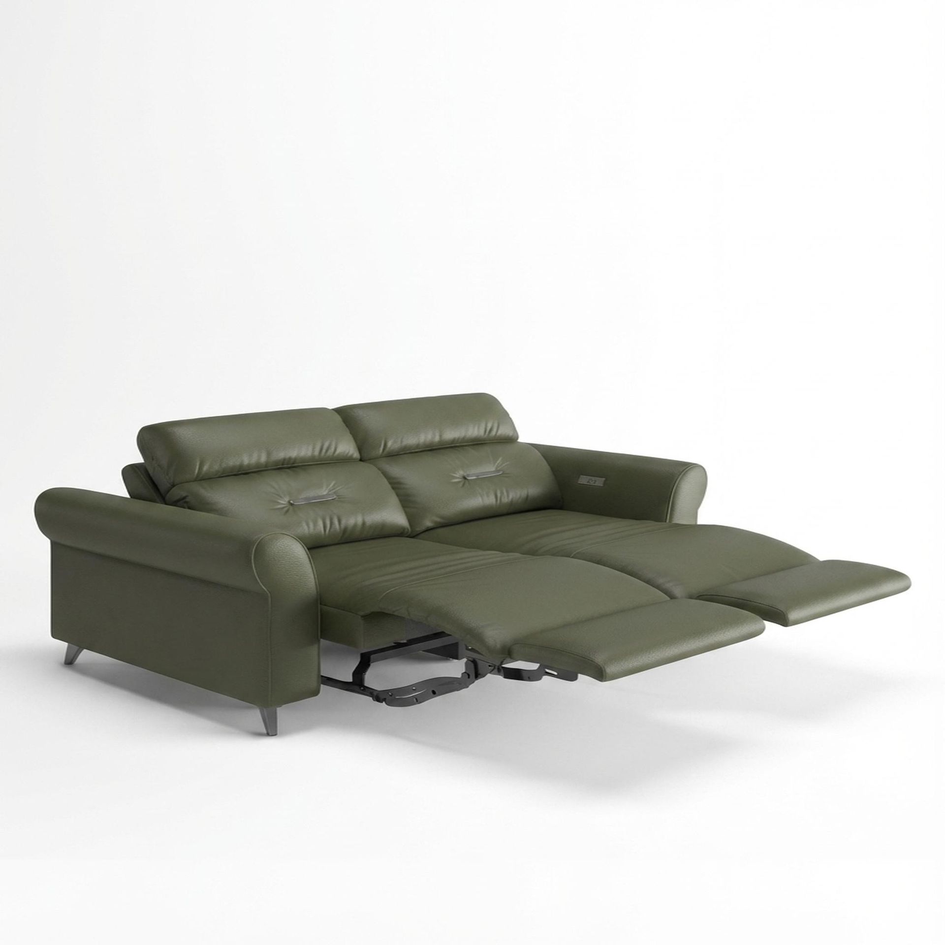 Florian Compact Seat,Electric Recliner Mechanism, 2 Seater ( 2 RR), Olivewood Vegan Leather