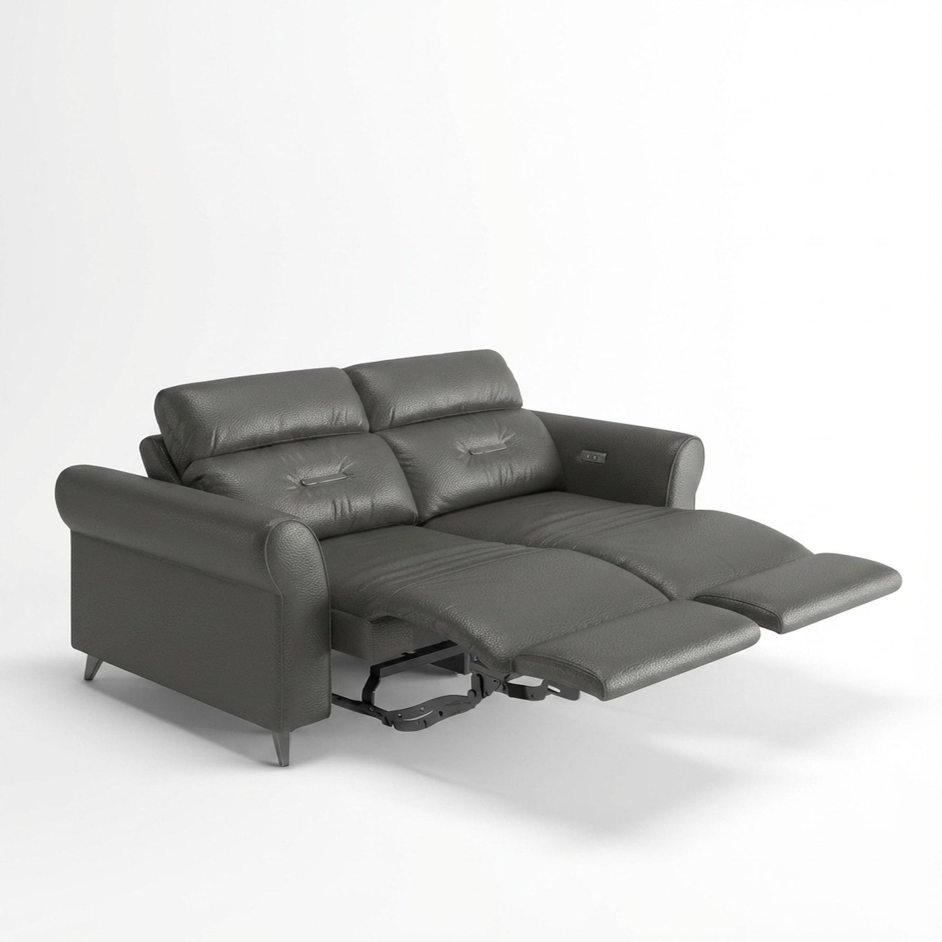 Florian Compact Seat,Electric Recliner Mechanism, 2 Seater ( 2 RR), Chelsea Grey Aura Leather Essential