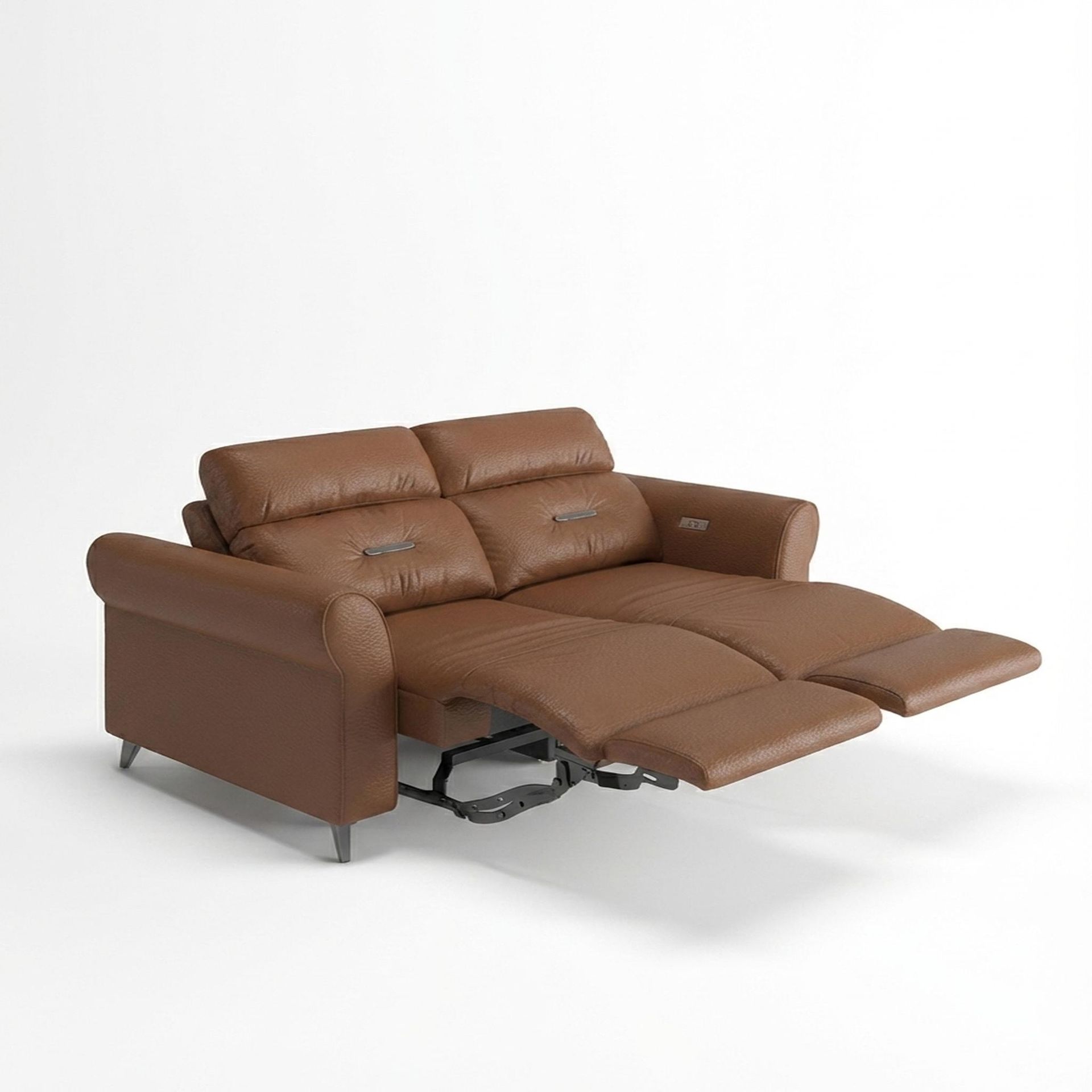 Florian Compact Seat,Electric Recliner Mechanism, 2 Seater ( 2 RR), Tan Classic Leather Essential