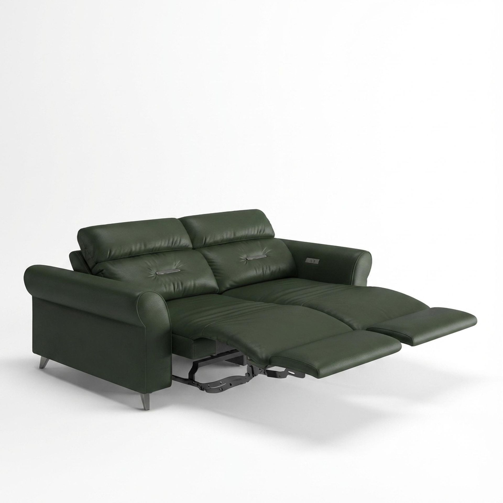 Florian Compact Seat,Electric Recliner Mechanism, 2 Seater ( 2 RR), Dark Forest Mystique Leather Premium