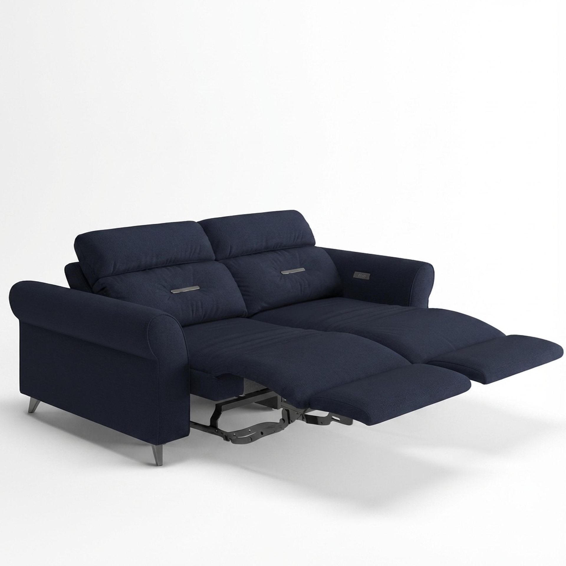 Florian Compact Seat,Electric Recliner Mechanism, 2 Seater ( 2 RR), Arctic Blue Zenith Leather Essential
