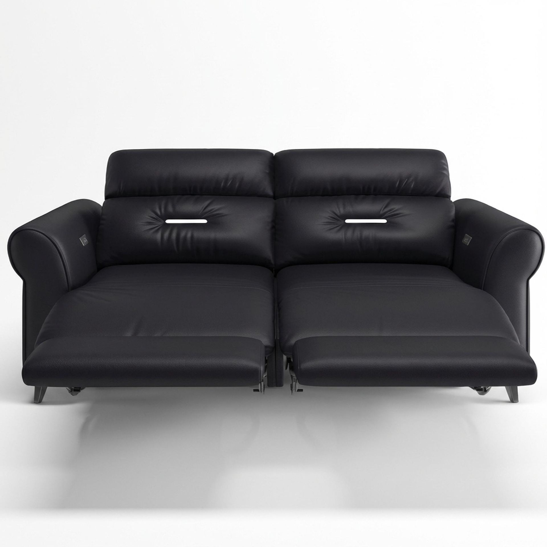 Florian Compact Seat,Electric Recliner Mechanism, 2 Seater ( 2 RR), Mellow Black Leather Essential