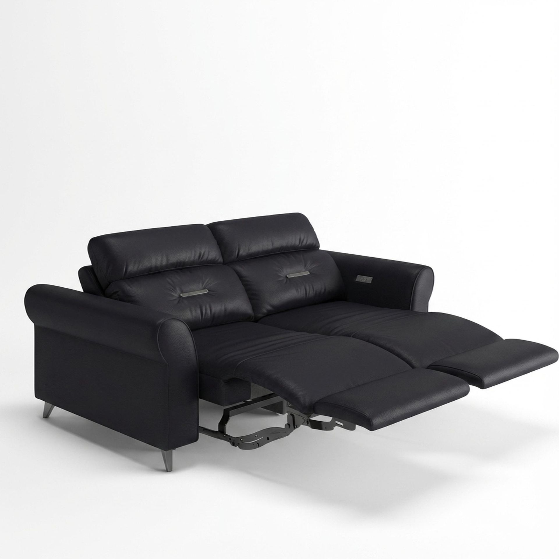 Florian Compact Seat,Electric Recliner Mechanism, 2 Seater ( 2 RR), Mellow Black Leather Essential