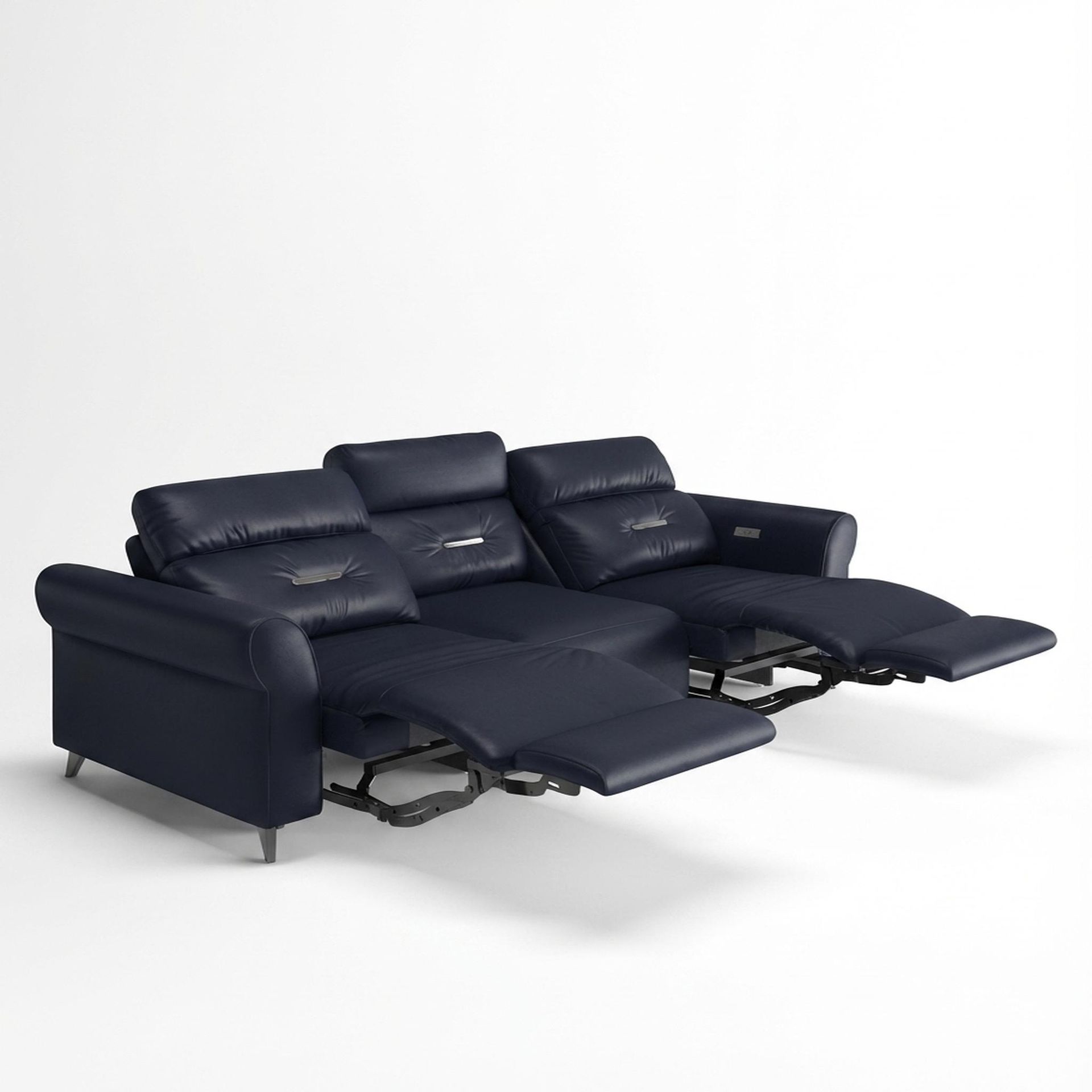 Florian Compact Seat,Electric Recliner Mechanism, 3 Seater (2 RR), Arctic Blue Zenith Leather Essential