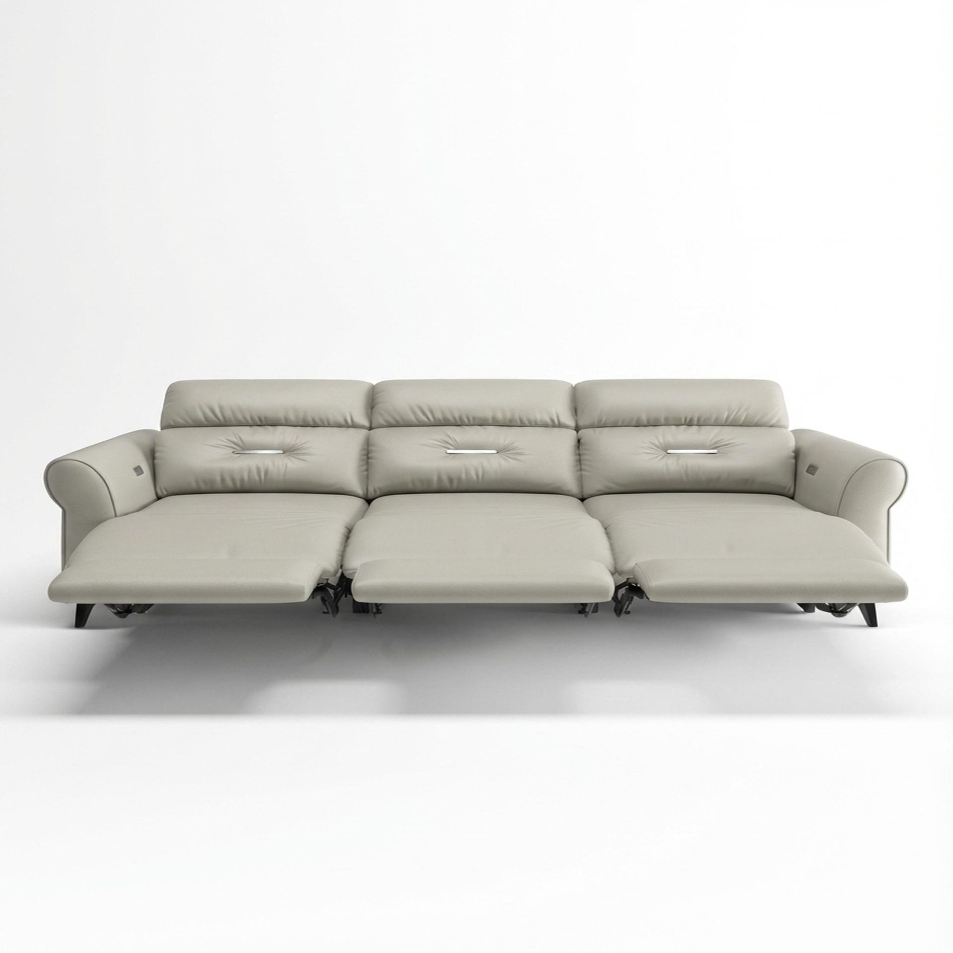 Florian Compact Seat,Electric Recliner Mechanism, 3 Seater (3 RR), Alabaster Veil Vegan Leather