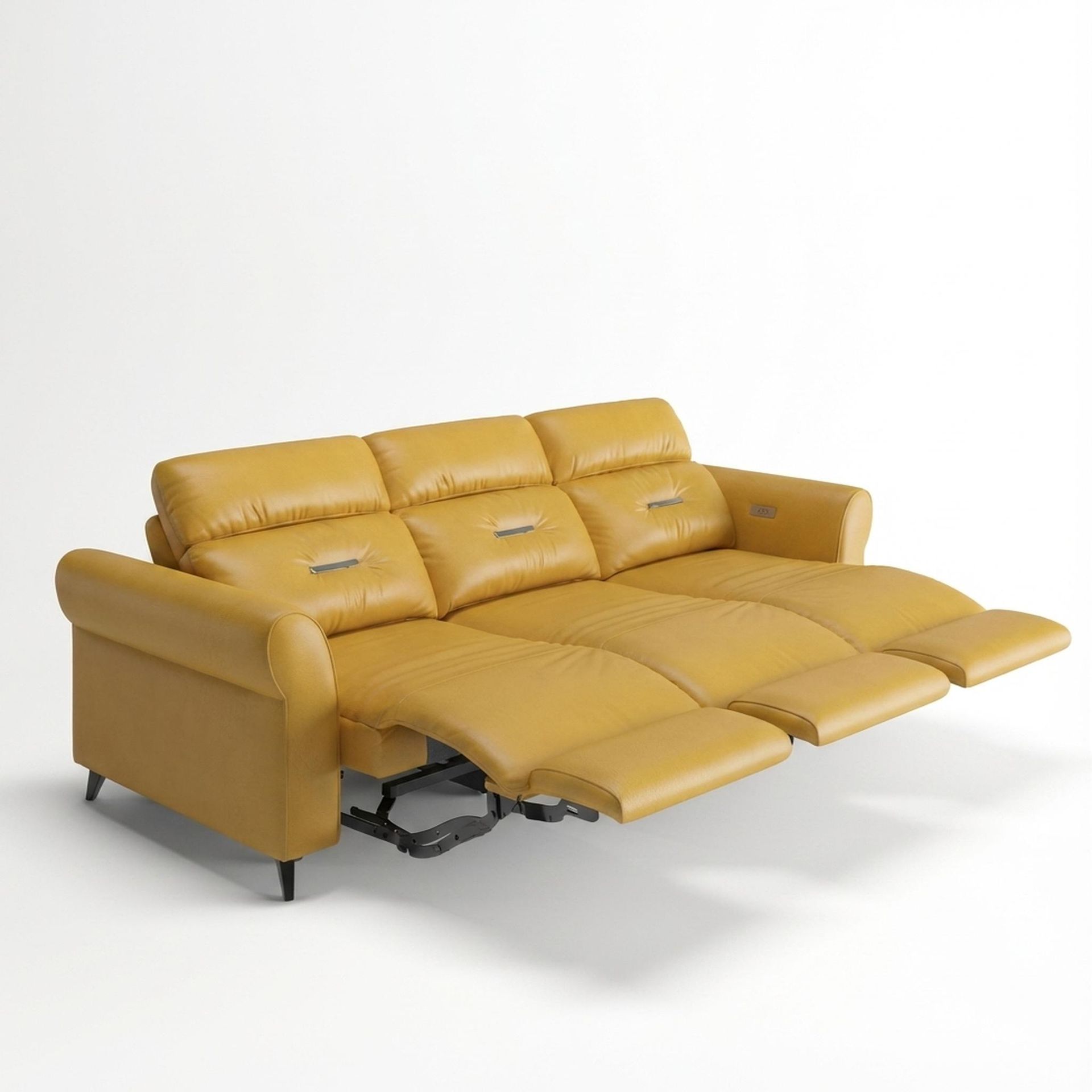 Florian Compact Seat,Electric Recliner Mechanism, 3 Seater (3 RR), Golden Temple Aura Leather Essential