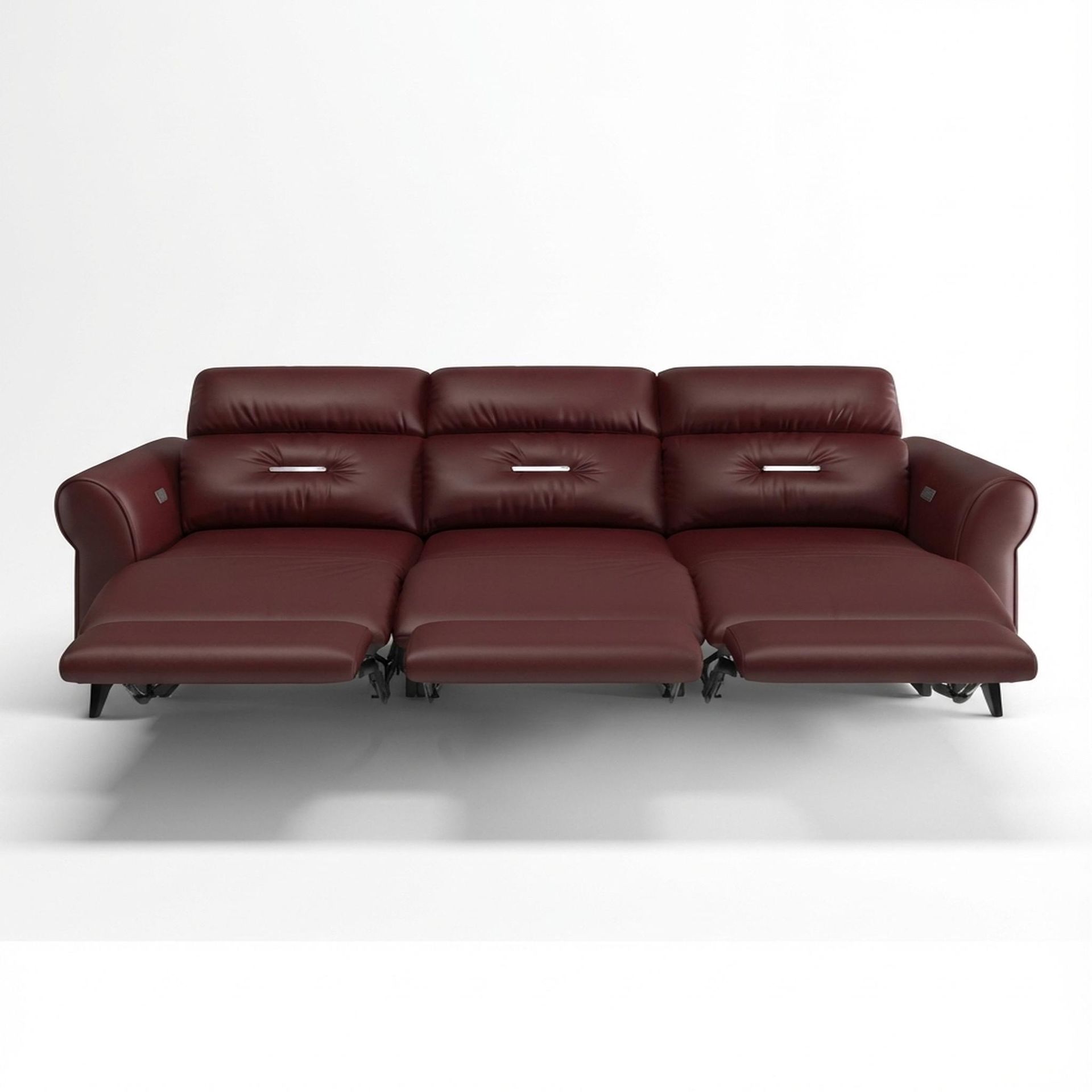 Florian Compact Seat,Electric Recliner Mechanism, 3 Seater (3 RR), Victorian Rosso Grandeur Leather Essential