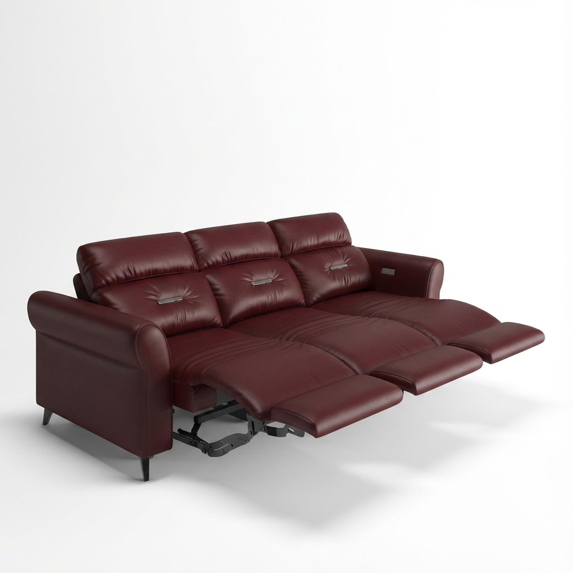Florian Compact Seat,Electric Recliner Mechanism, 3 Seater (3 RR), Victorian Rosso Grandeur Leather Essential