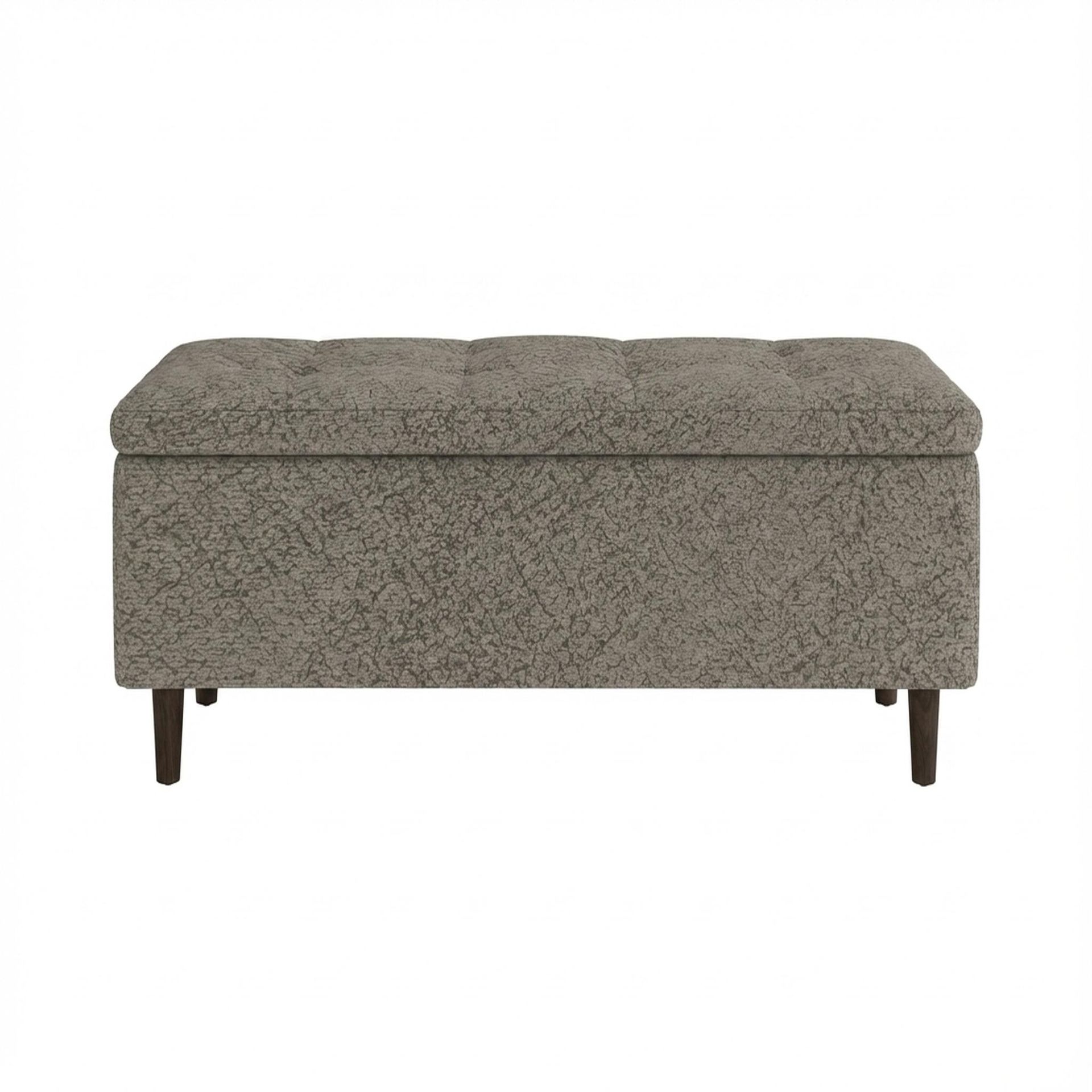 Hayden Home Premium Classic Tufted Hideaway Bench, Coco Walnut Legs, Essential Biscuit Upholstery