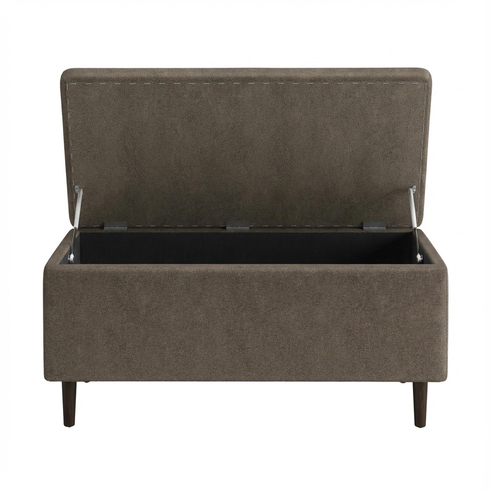 Hayden Home Premium Classic Tufted Hideaway Bench, Coco Walnut Legs, Essential Biscuit Upholstery