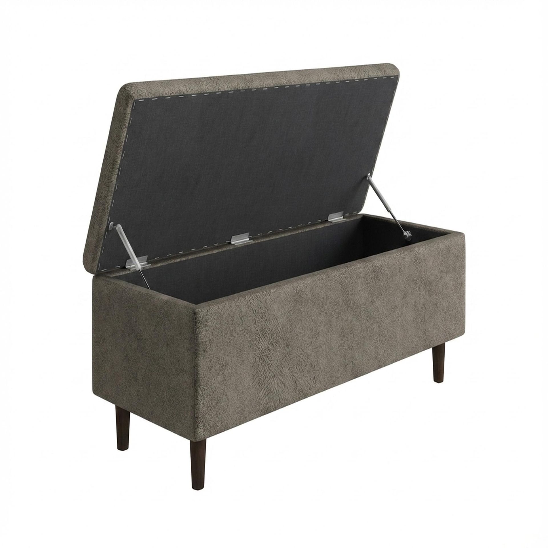 Hayden Home Premium Classic Tufted Hideaway Bench, Coco Walnut Legs, Essential Biscuit Upholstery