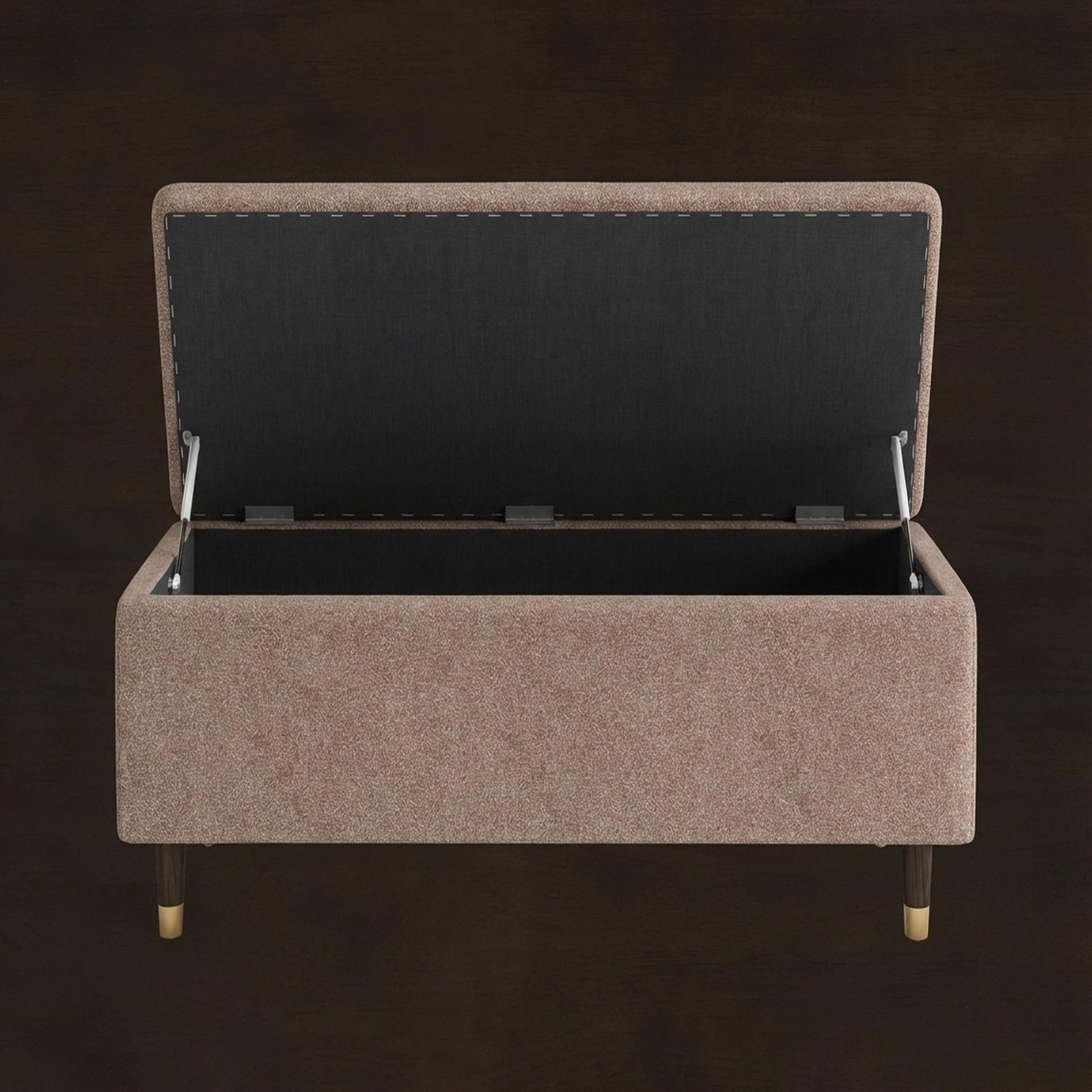 Hayden Home Premium Classic Tufted Hideaway Bench, Coco Walnut Legs, Essential Ballet Slipper Upholstery