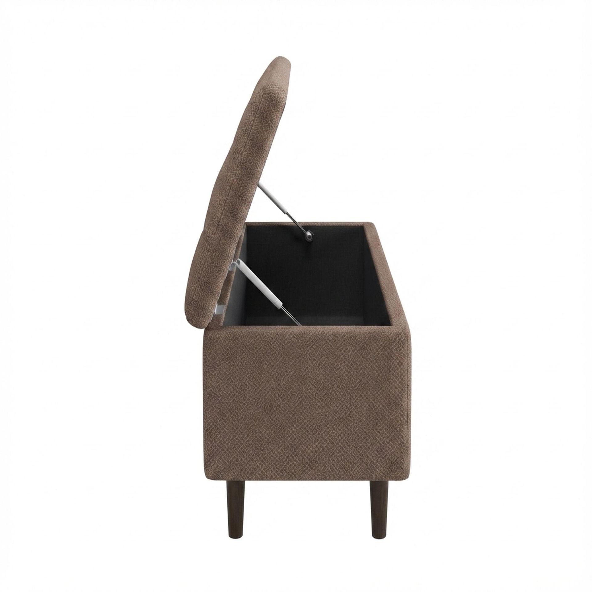 Hayden Home Premium Classic Tufted Hideaway Bench, Coco Walnut Legs, Essential Ballet Slipper Upholstery