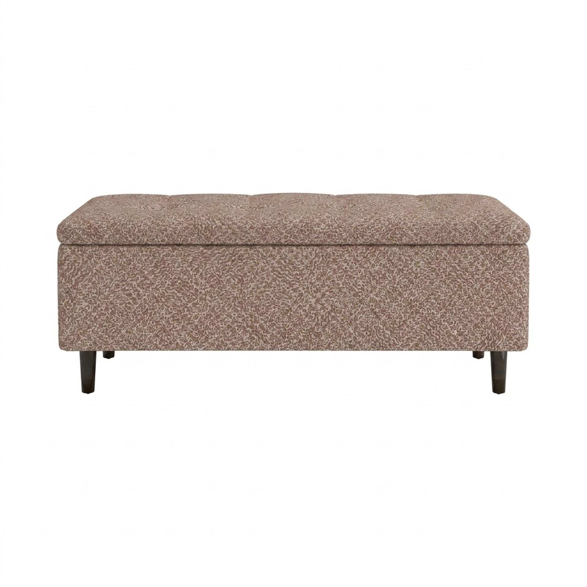 Hayden Home Premium Classic Tufted Hideaway Bench, Coco Walnut Legs, Essential Ballet Slipper Upholstery