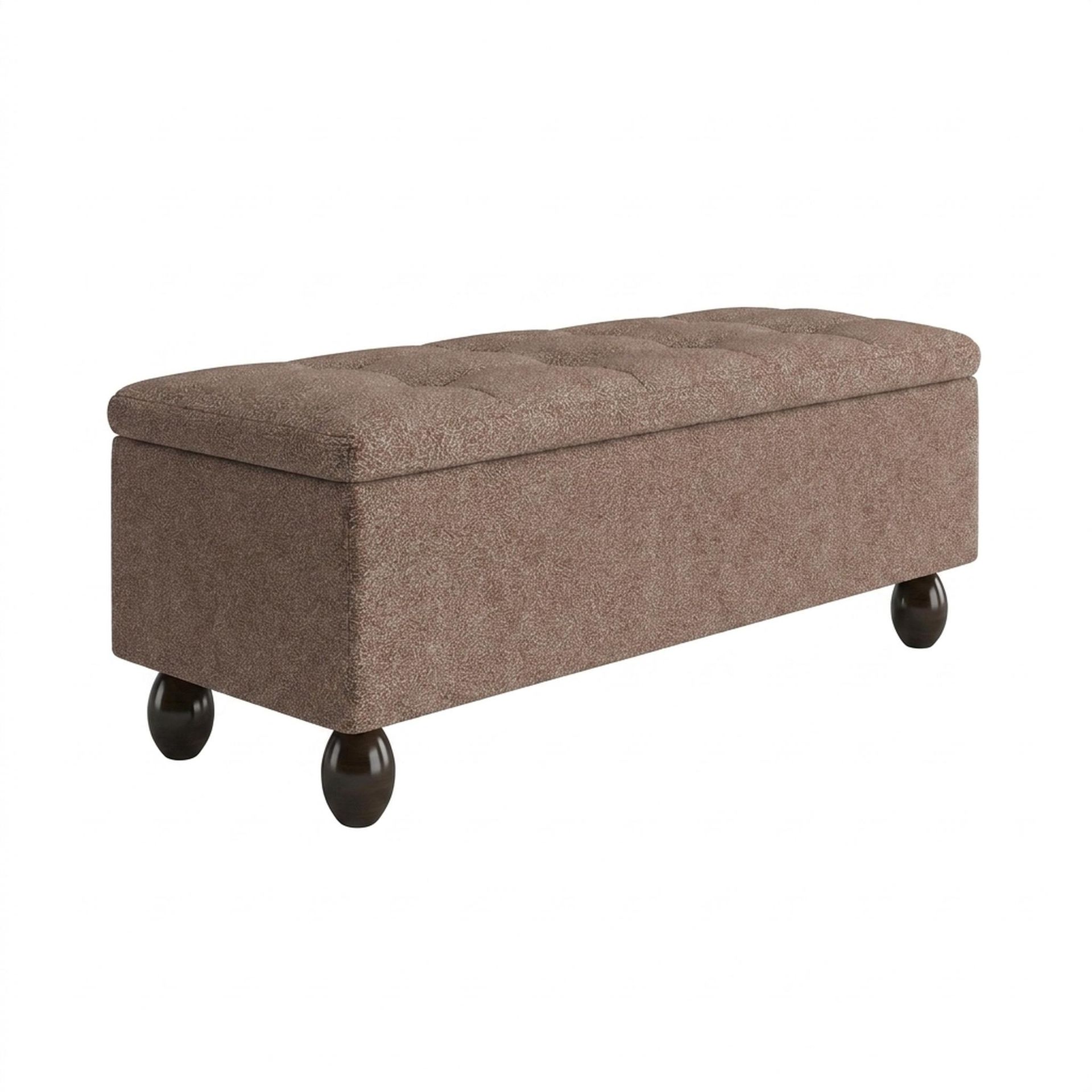 Hayden Home Premium Classic Tufted Hideaway Bench, Coco Walnut Legs, Essential Ballet Slipper Upholstery