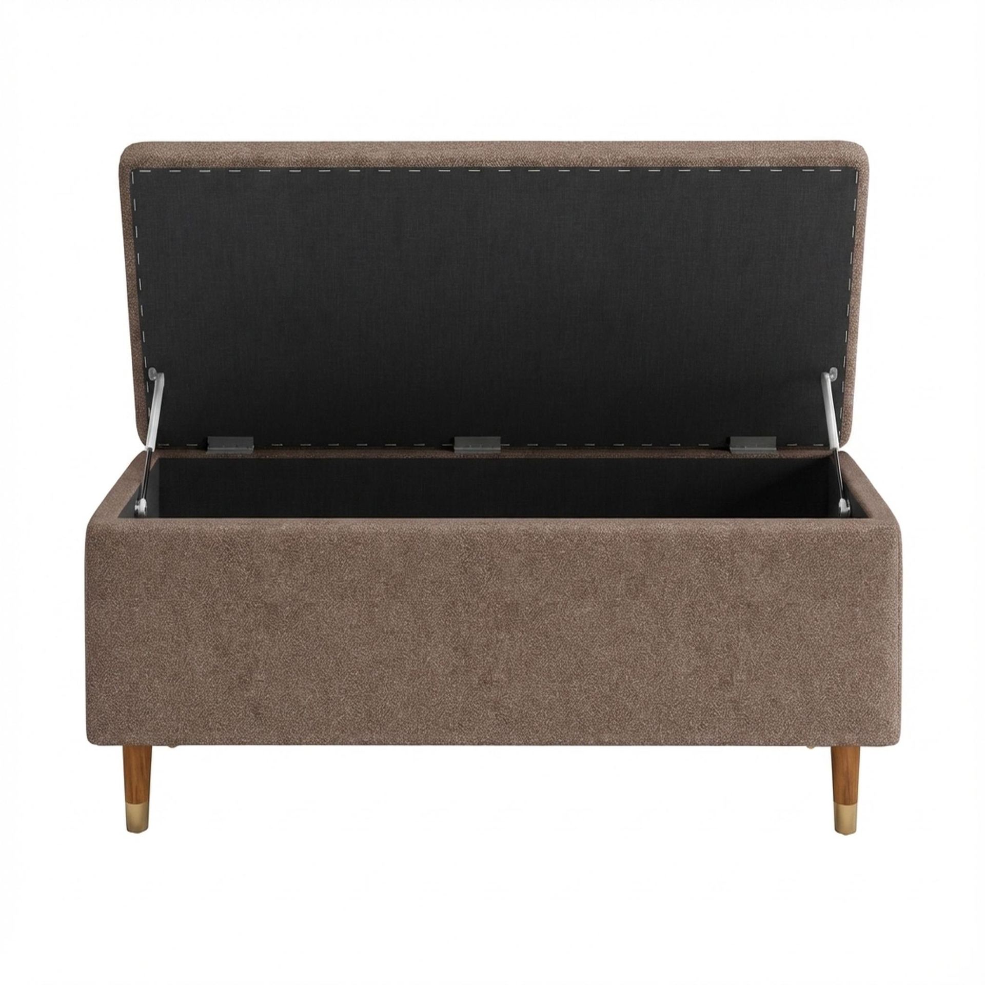 Hayden Home Premium Classic Tufted Hideaway Bench, Warm Cedar Legs, Essential Ballet Slipper Upholstery