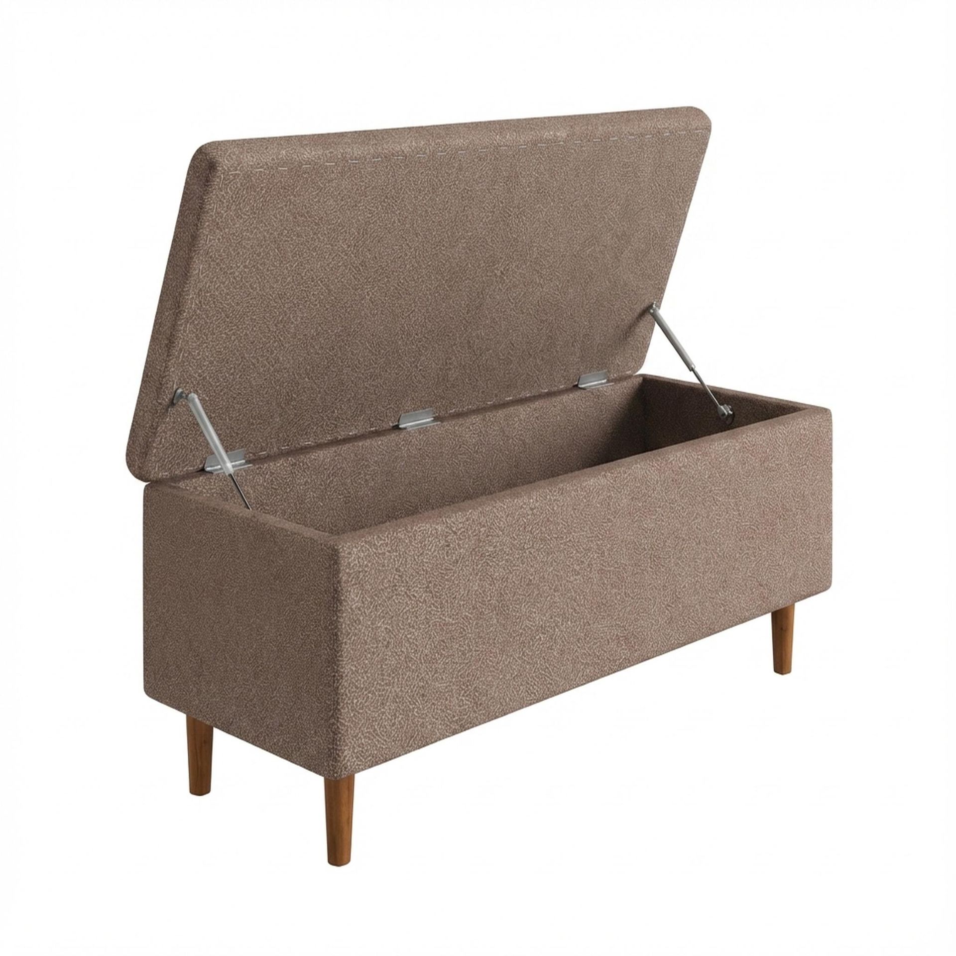 Hayden Home Premium Classic Tufted Hideaway Bench, Warm Cedar Legs, Essential Ballet Slipper Upholstery