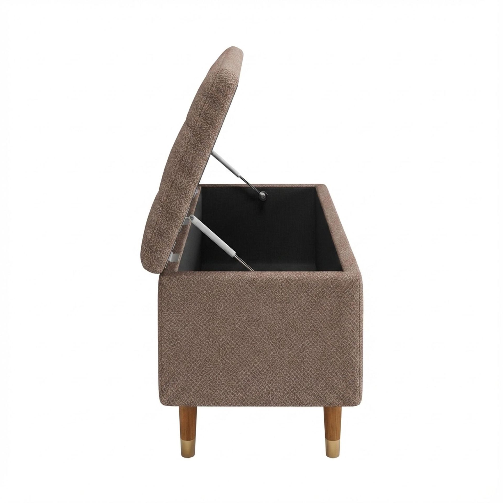 Hayden Home Premium Classic Tufted Hideaway Bench, Warm Cedar Legs, Essential Ballet Slipper Upholstery