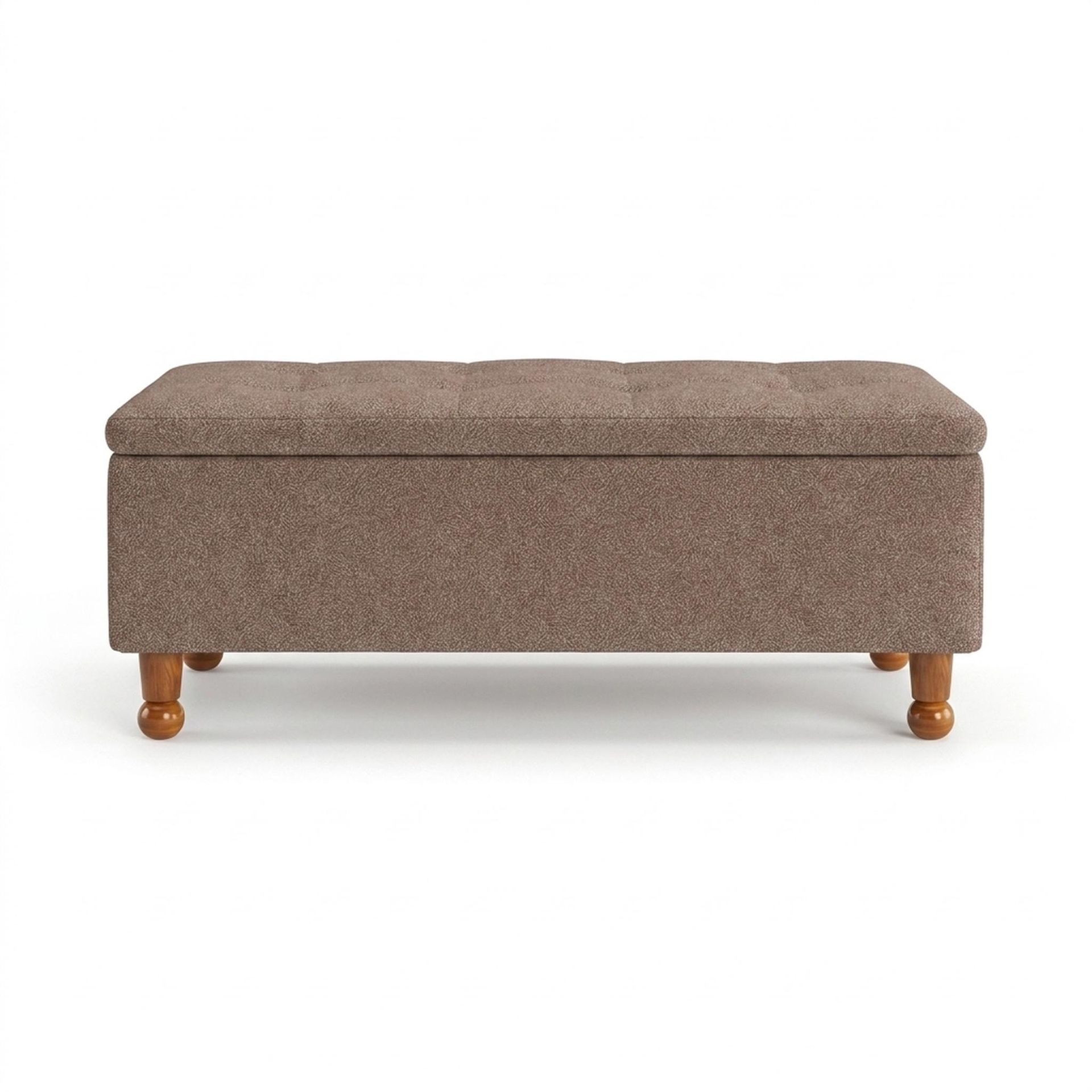 Hayden Home Premium Classic Tufted Hideaway Bench, Warm Cedar Legs, Essential Ballet Slipper Upholstery