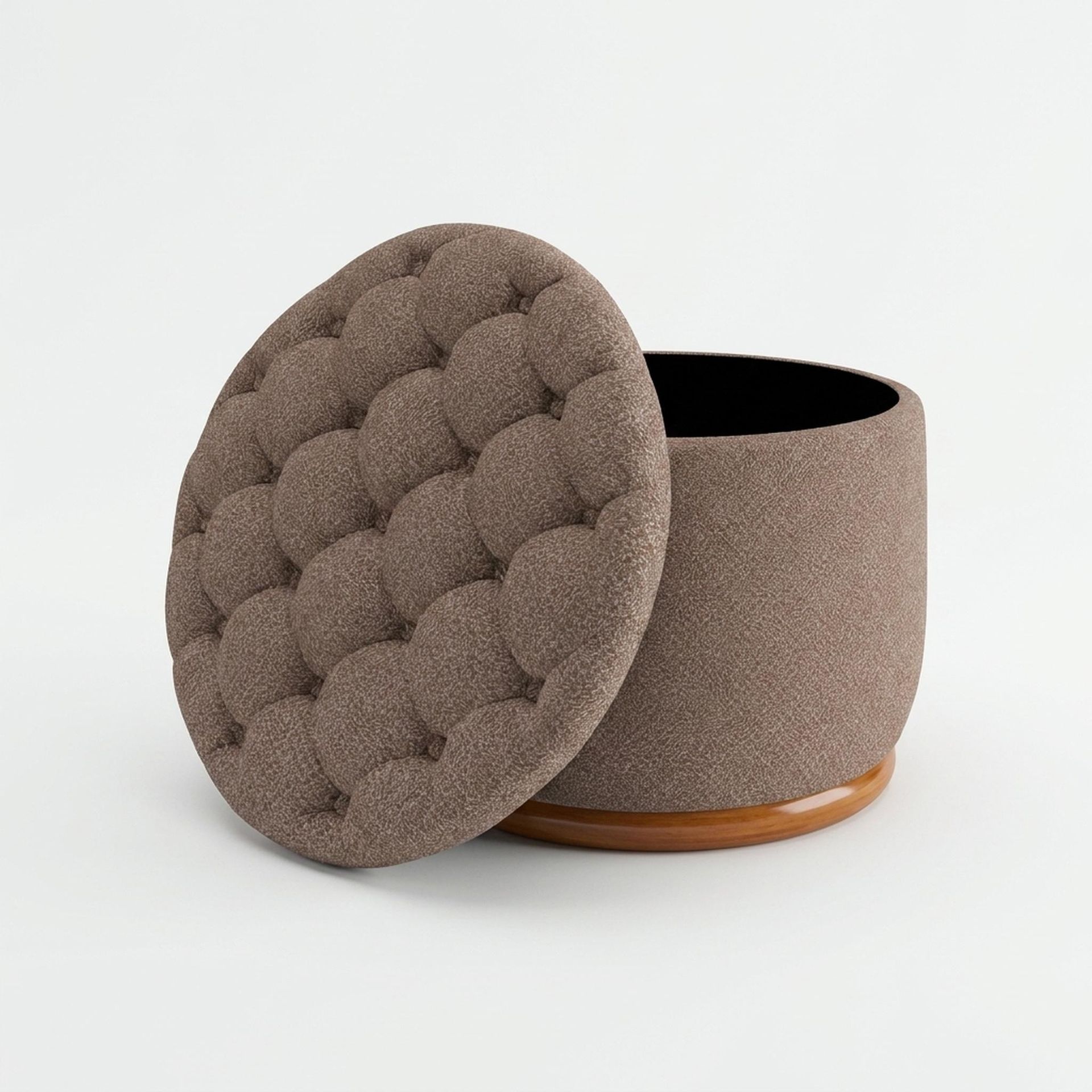 Hayden Home Premium Classic Tufted Hideaway Pouf, Warm Cedar Legs, Essential Ballet Slipper Upholstery