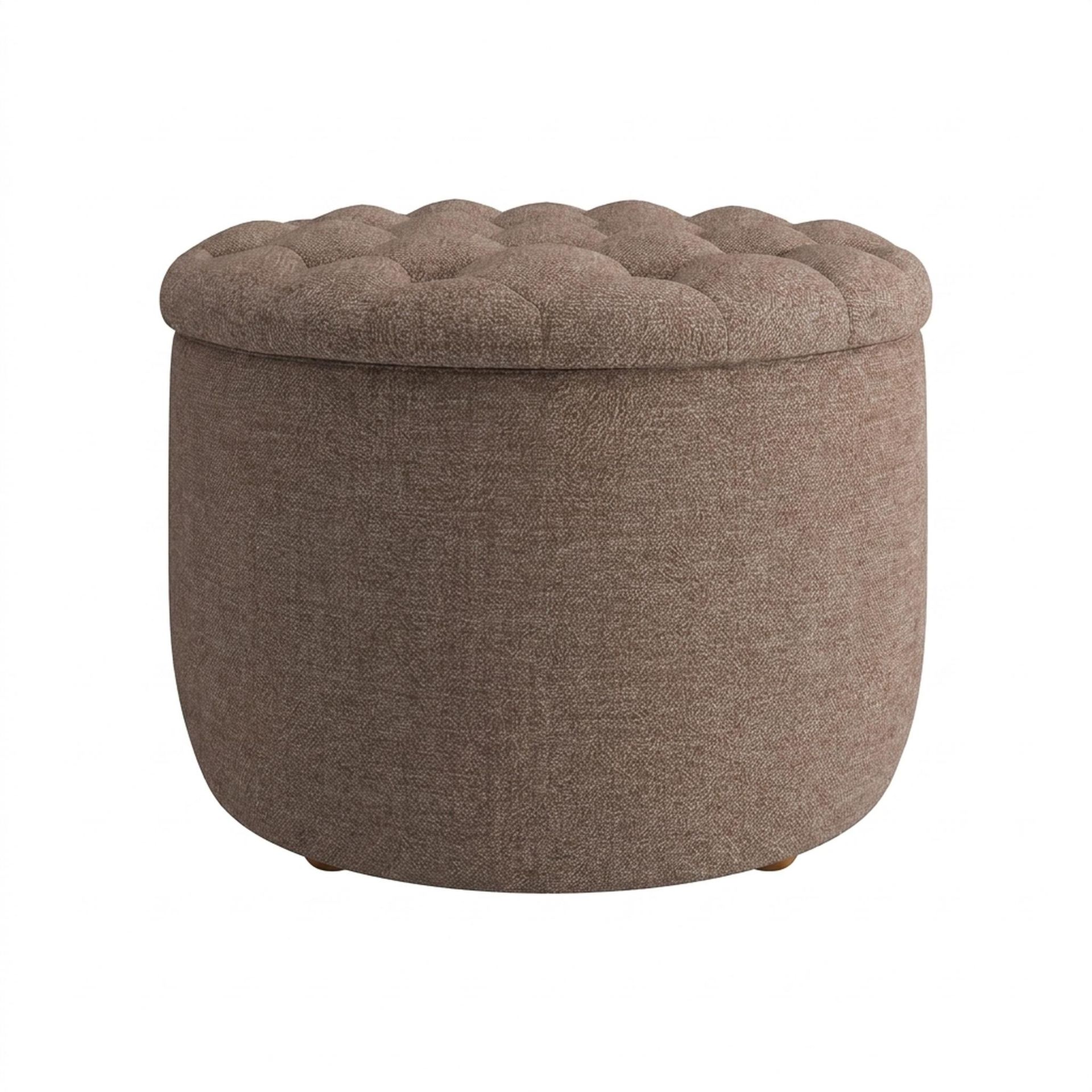 Hayden Home Premium Classic Tufted Hideaway Pouf, Warm Cedar Legs, Essential Ballet Slipper Upholstery