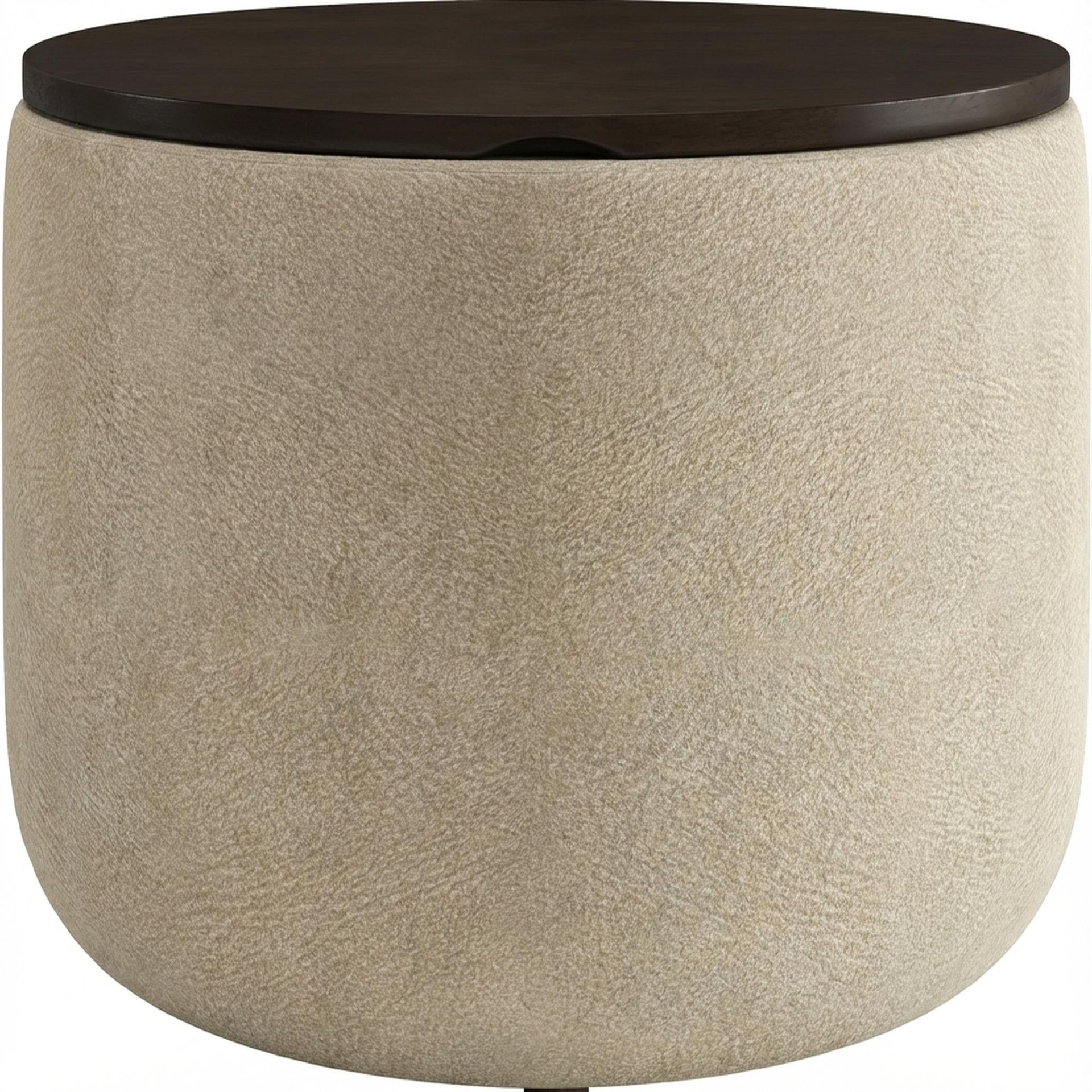 Hayden Home Premium Cozy Cuppa Pouf cum Coffee Table with Storage, Coco Walnut Legs, Essential Sand Upholstery