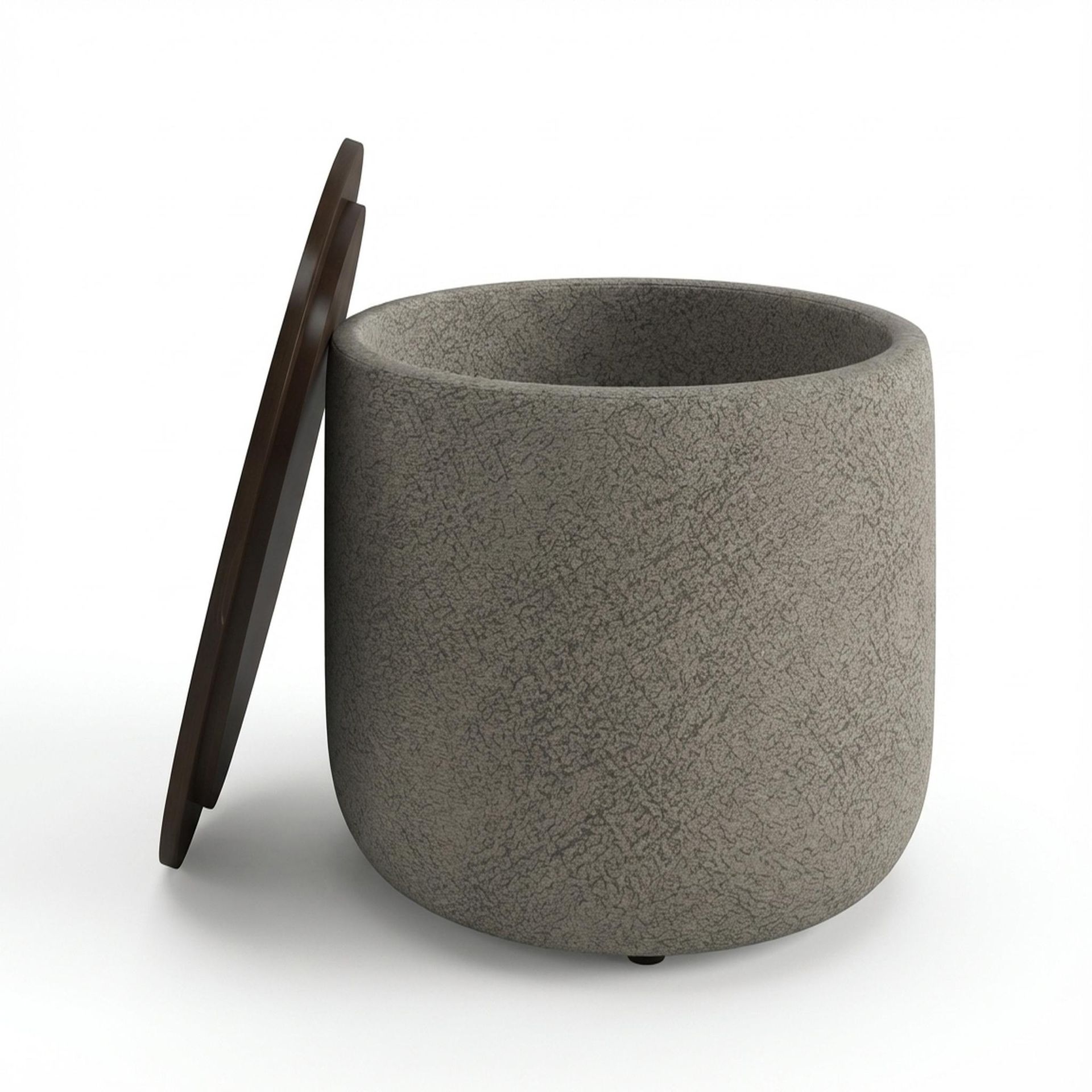 Hayden Home Premium Cozy Cuppa Pouf cum Coffee Table with Storage, Coco Walnut Legs, Essential Biscuit Upholstery