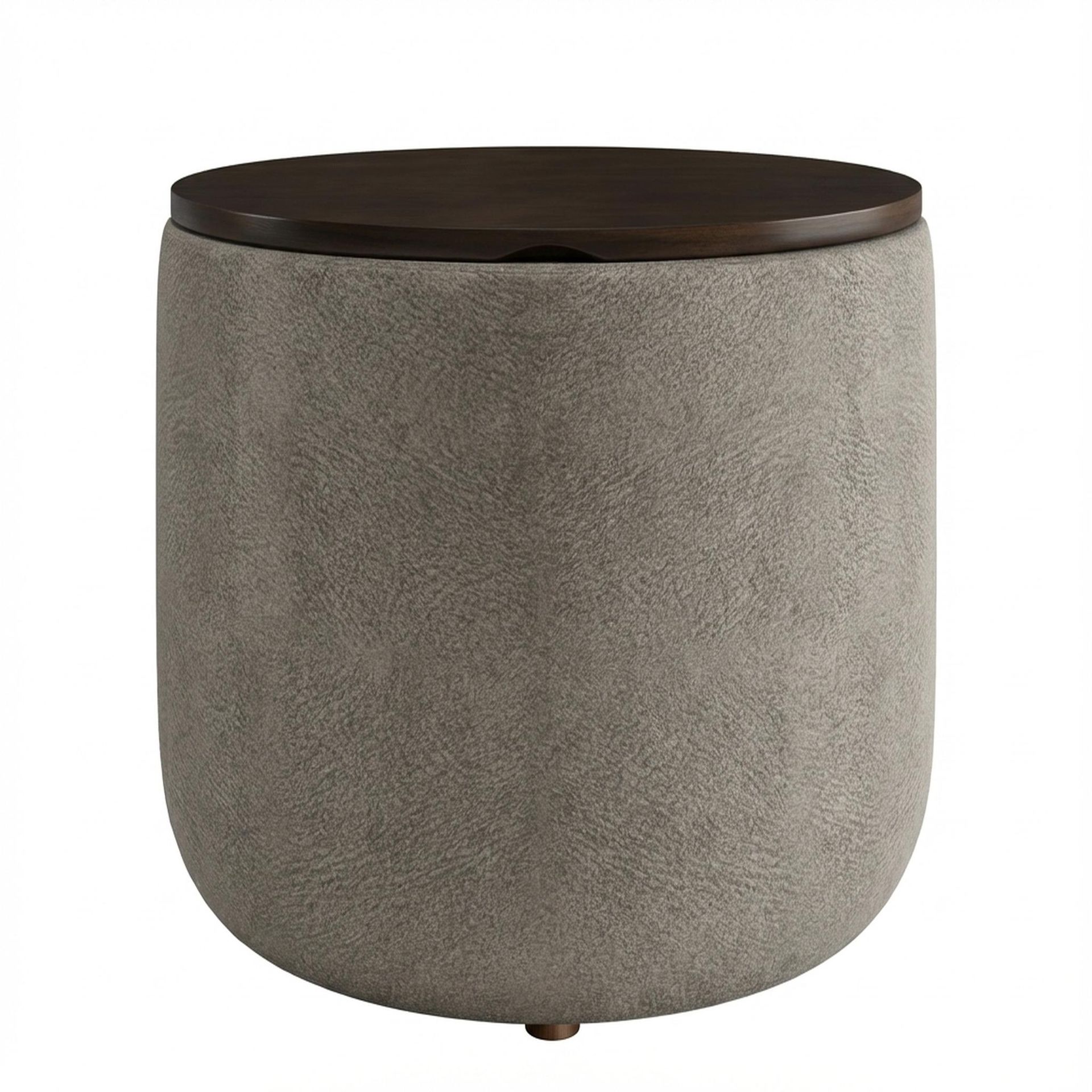 Hayden Home Premium Cozy Cuppa Pouf cum Coffee Table with Storage, Coco Walnut Legs, Essential Biscuit Upholstery
