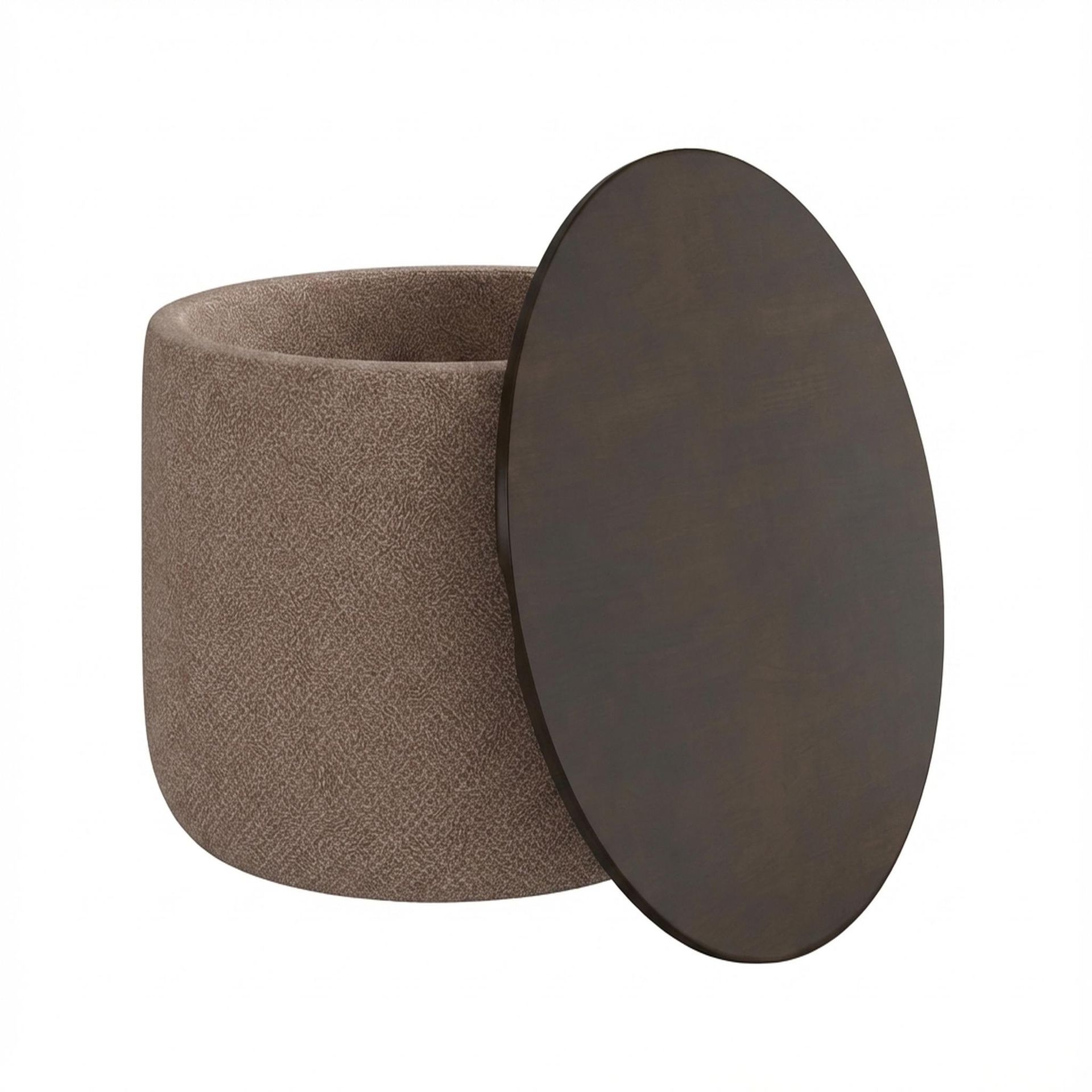 Hayden Home Premium Cozy Cuppa Pouf cum Coffee Table with Storage, Coco Walnut Legs, Essential Ballet Slipper Upholstery