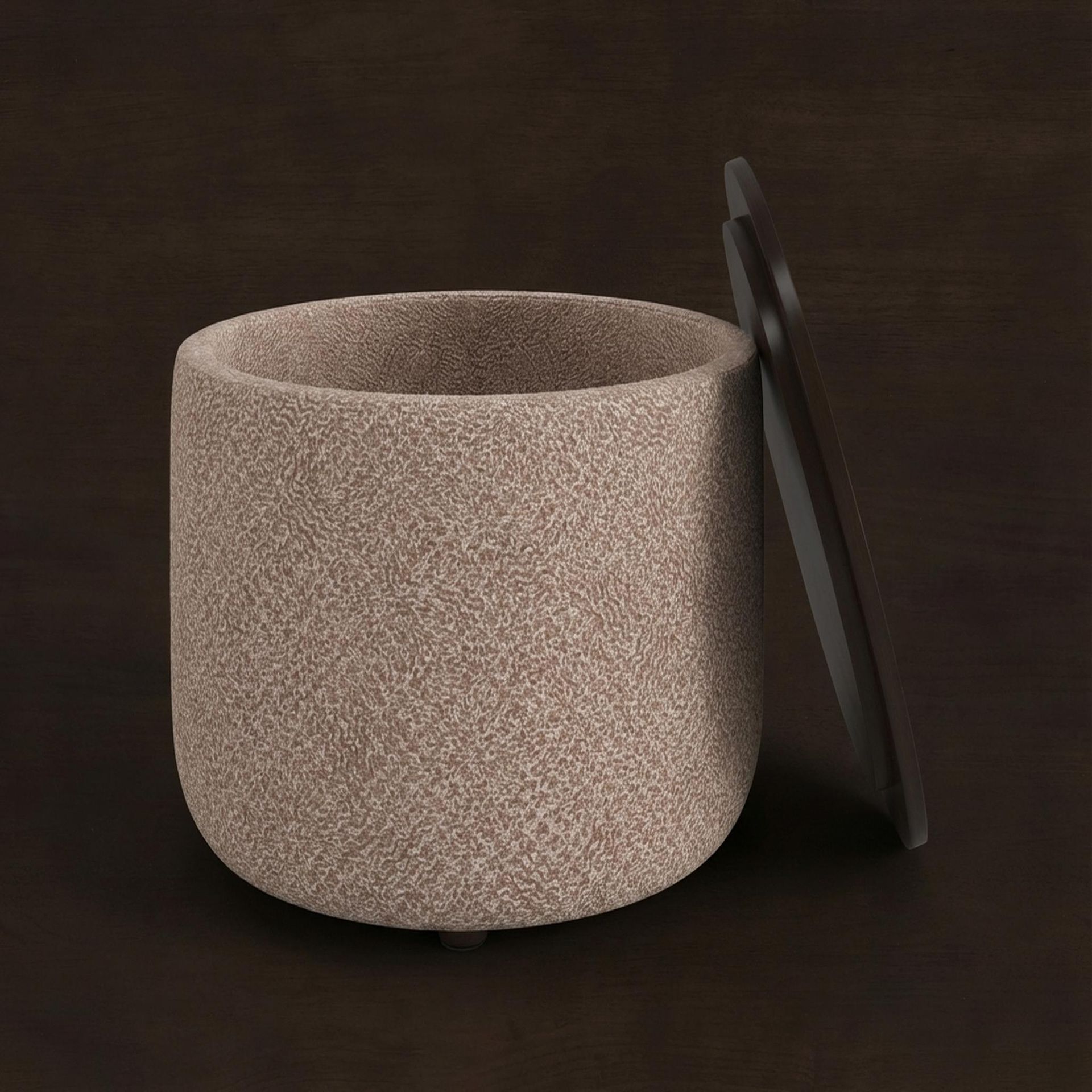 Hayden Home Premium Cozy Cuppa Pouf cum Coffee Table with Storage, Coco Walnut Legs, Essential Ballet Slipper Upholstery
