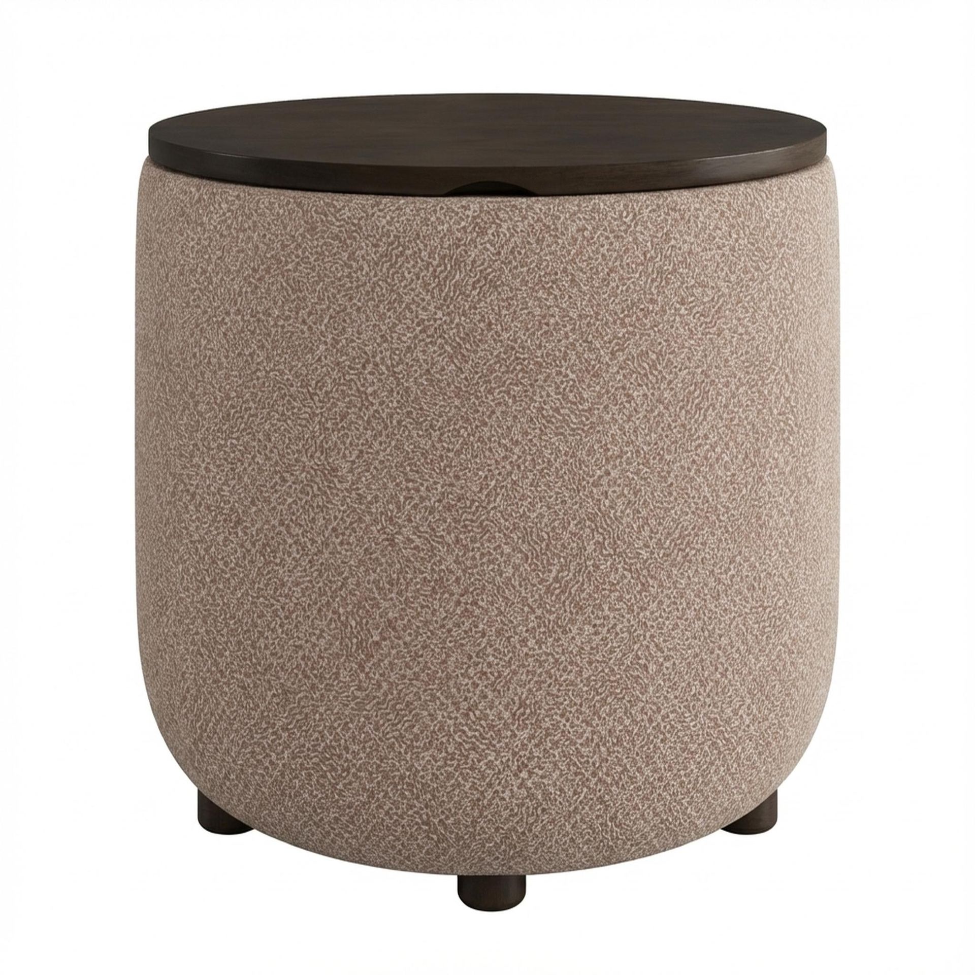 Hayden Home Premium Cozy Cuppa Pouf cum Coffee Table with Storage, Coco Walnut Legs, Essential Ballet Slipper Upholstery