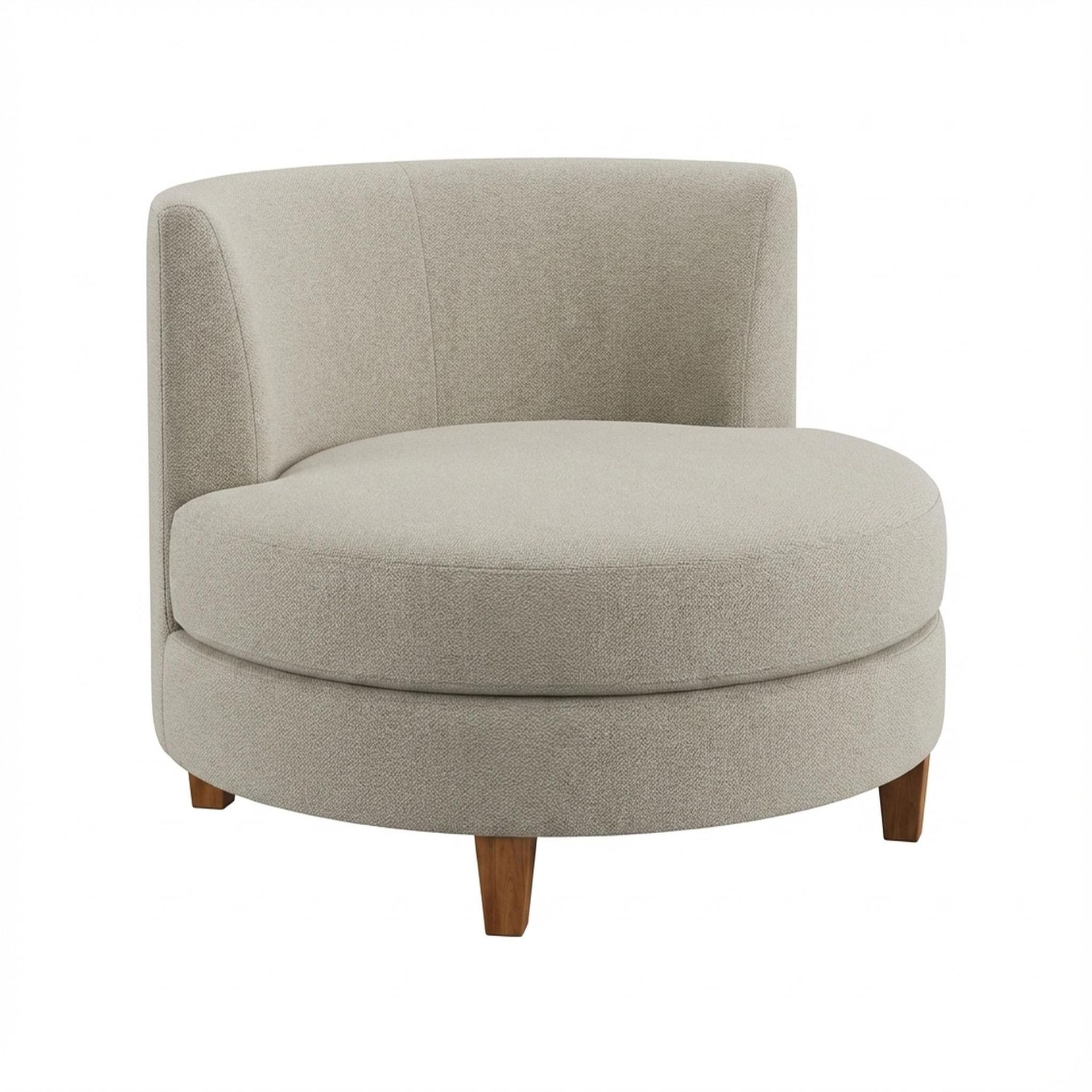 Hayden Home Premium Cozy Cuppa Pouf cum Coffee Table with Storage, Warm Cedar Legs, Essential Bone Upholstery