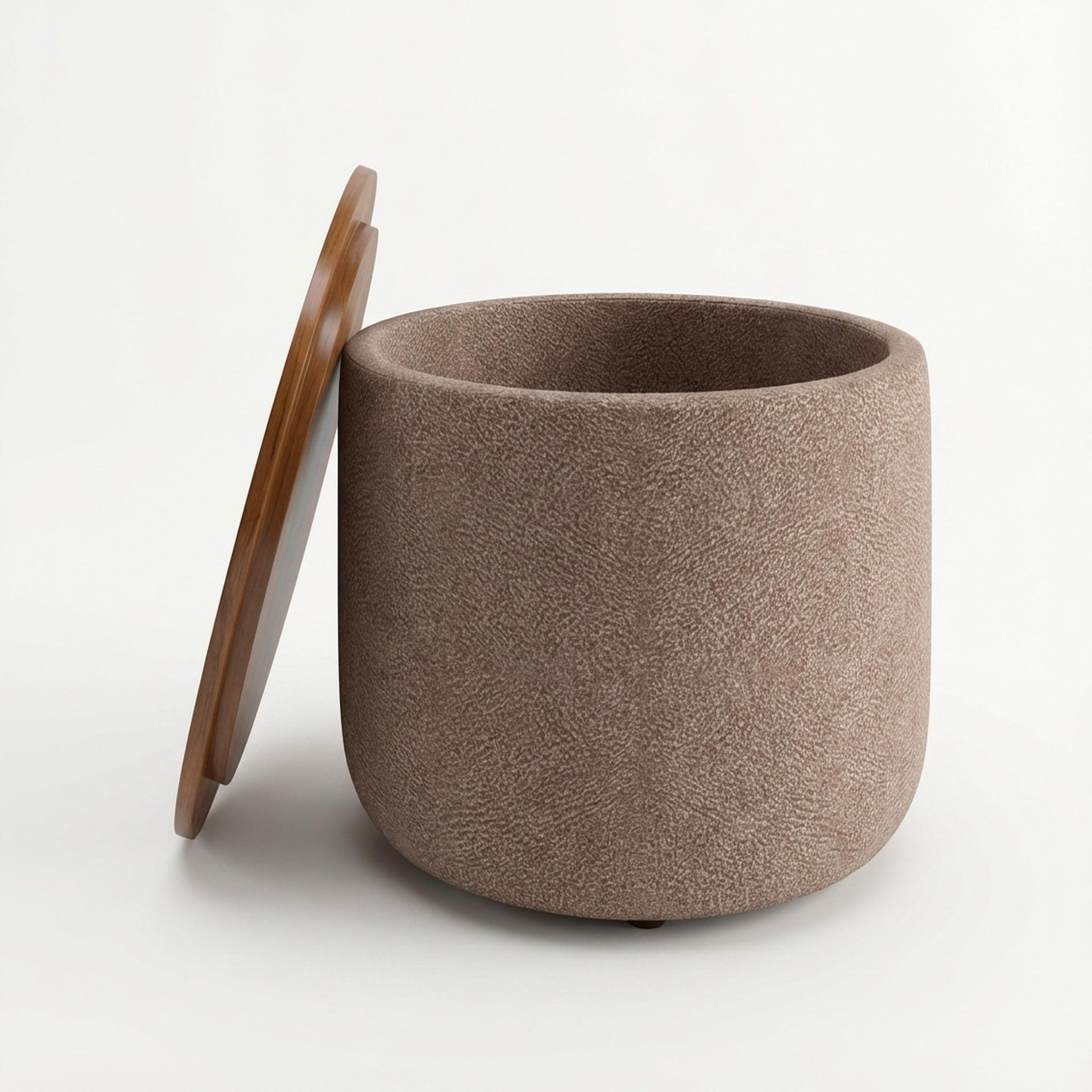 Hayden Home Premium Cozy Cuppa Pouf cum Coffee Table with Storage, Warm Cedar Legs, Essential Ballet Slipper Upholstery