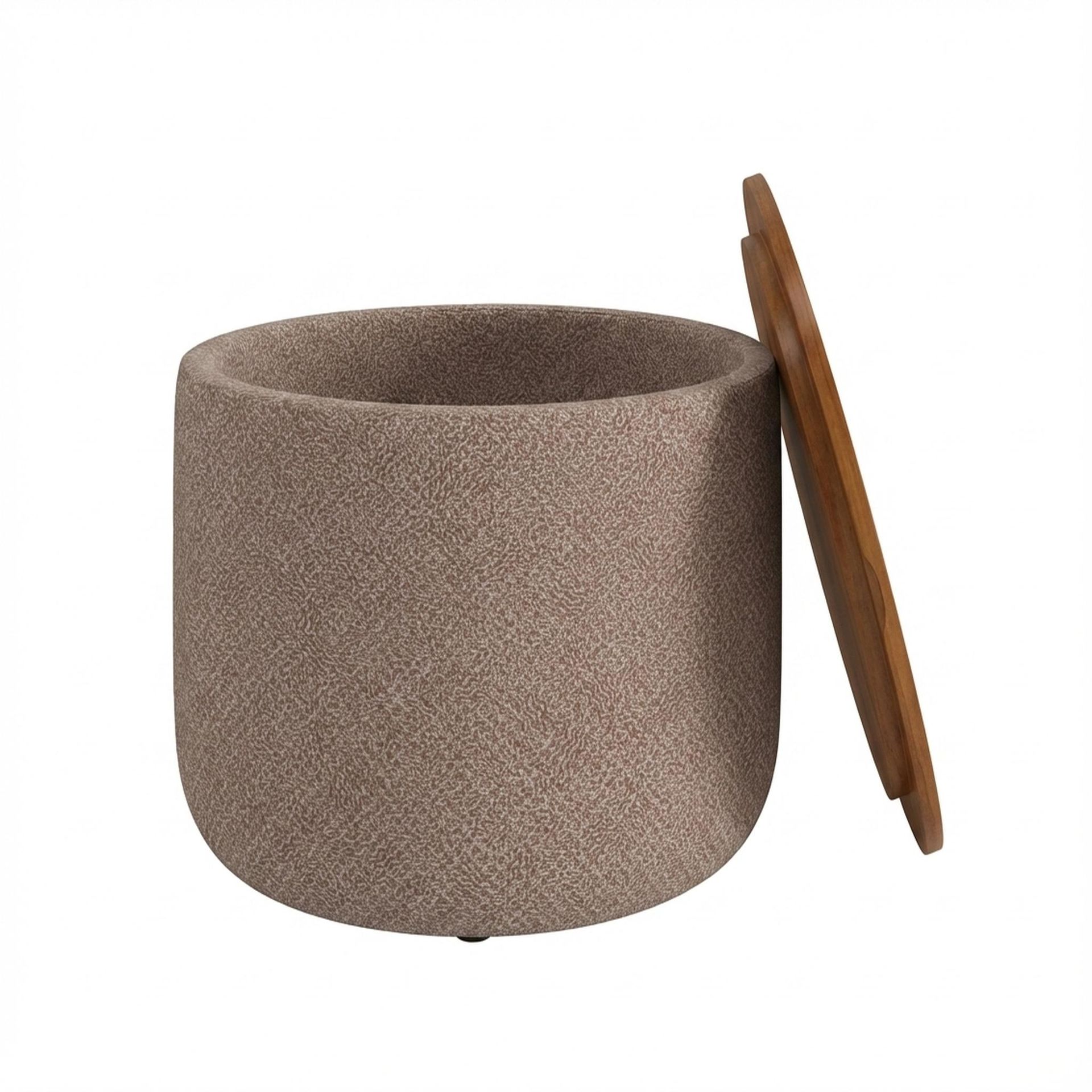 Hayden Home Premium Cozy Cuppa Pouf cum Coffee Table with Storage, Warm Cedar Legs, Essential Ballet Slipper Upholstery