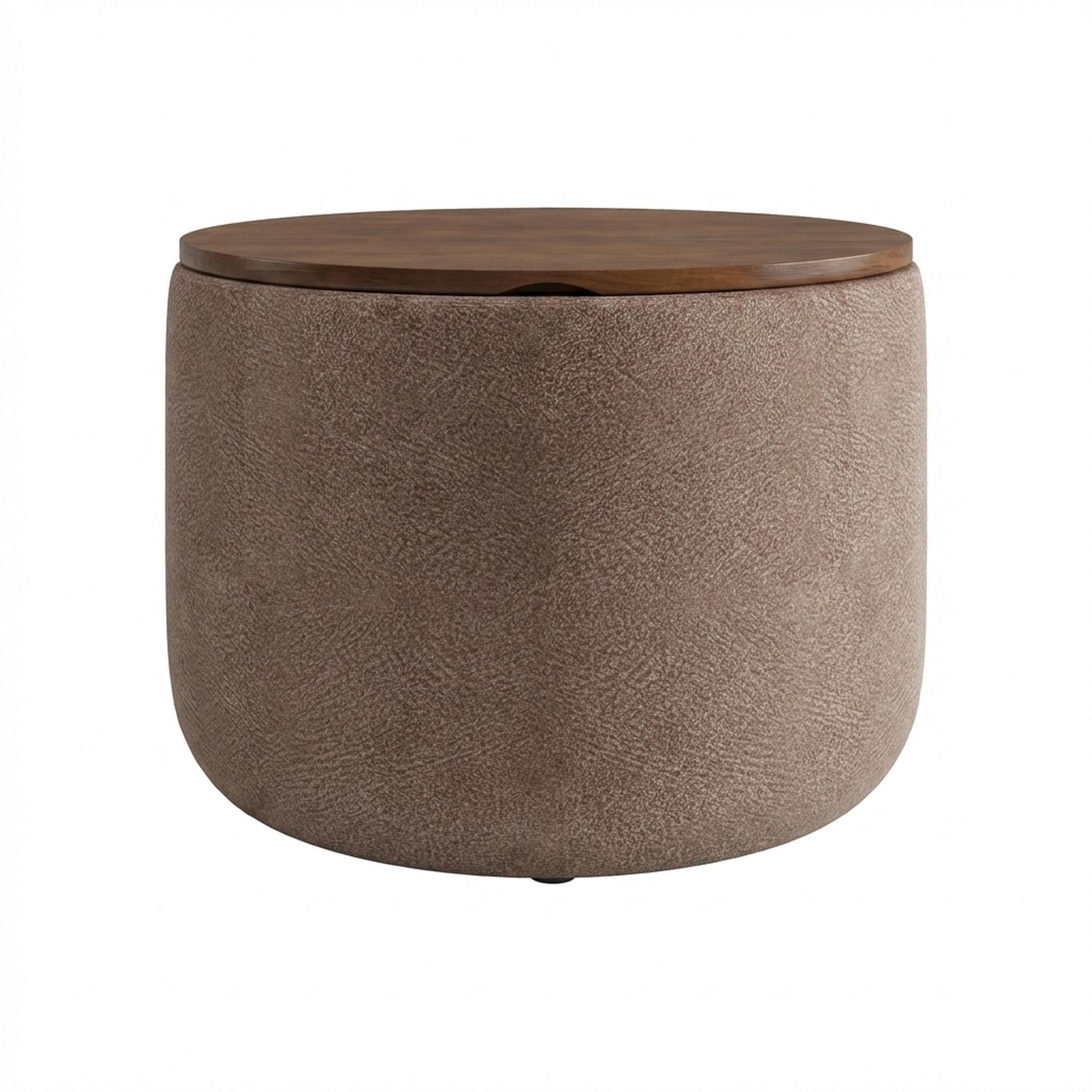 Hayden Home Premium Cozy Cuppa Pouf cum Coffee Table with Storage, Warm Cedar Legs, Essential Ballet Slipper Upholstery