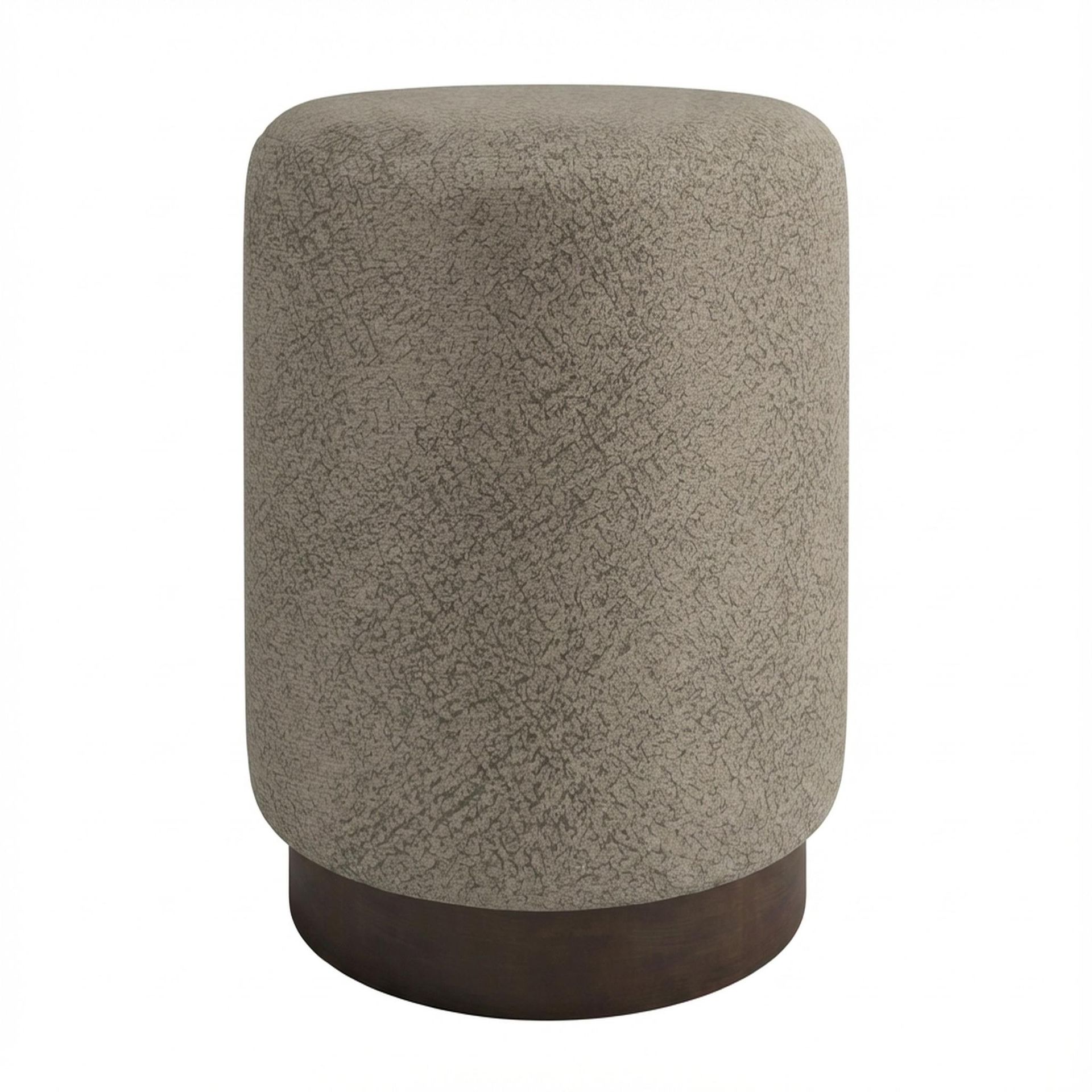 Hayden Home Premium Curved Manhattan Pouf, Coco Walnut Legs, Essential Biscuit Upholstery