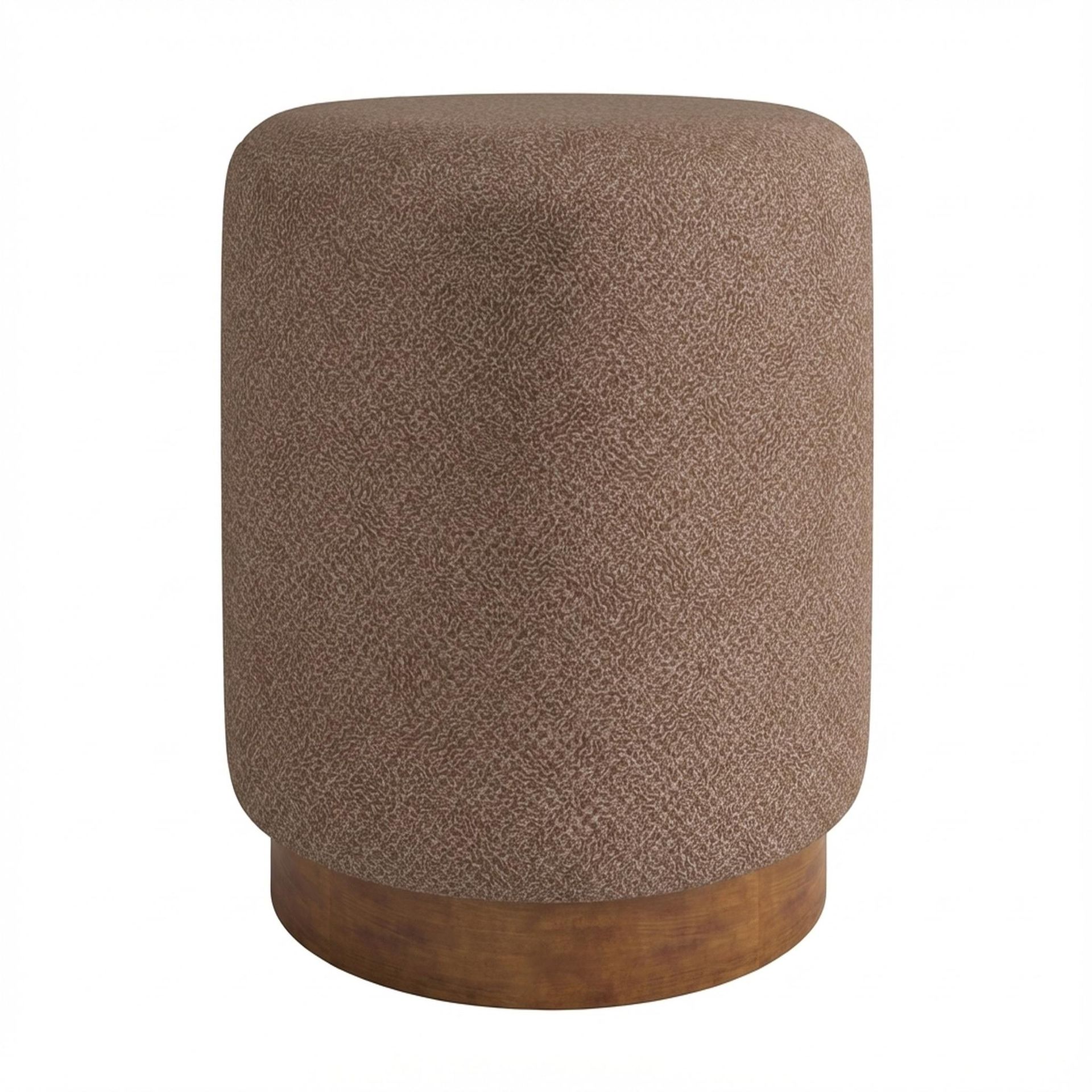 Hayden Home Premium Curved Manhattan Pouf, Warm Cedar Legs, Essential Ballet Slipper Upholstery