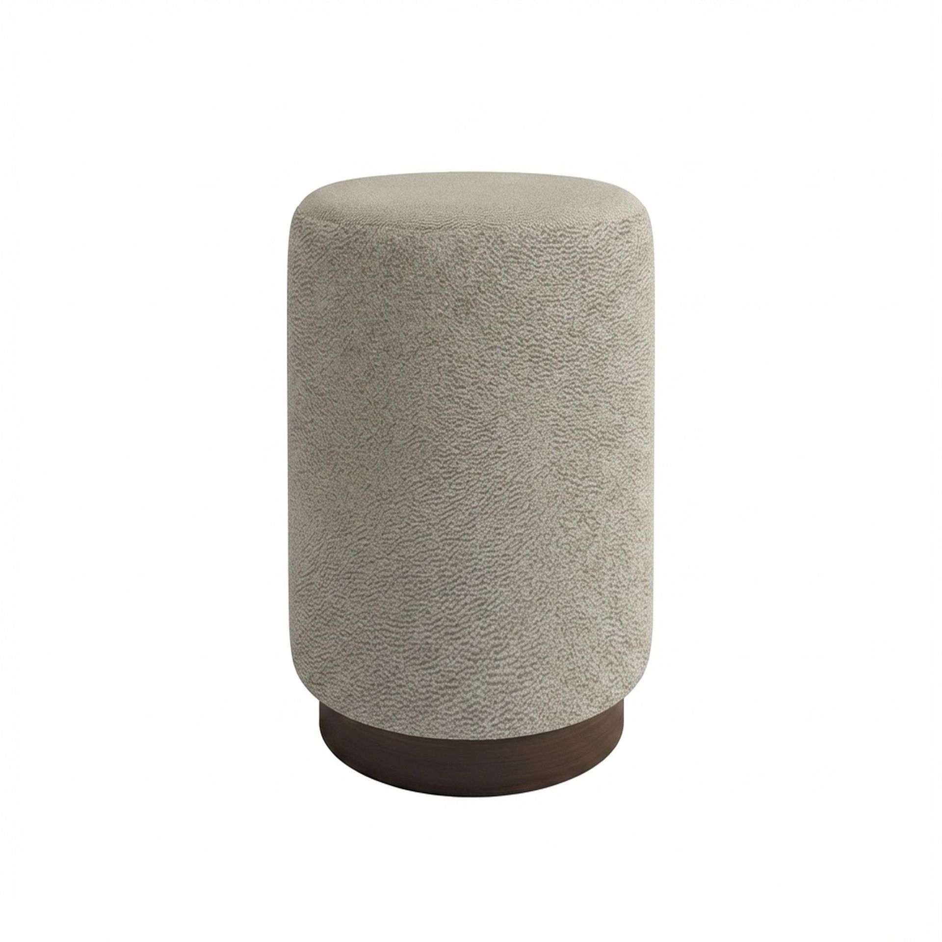 Hayden Home Premium Curved Manhattan Pouf for Dresser, Coco Walnut Legs, Essential Bone Upholstery