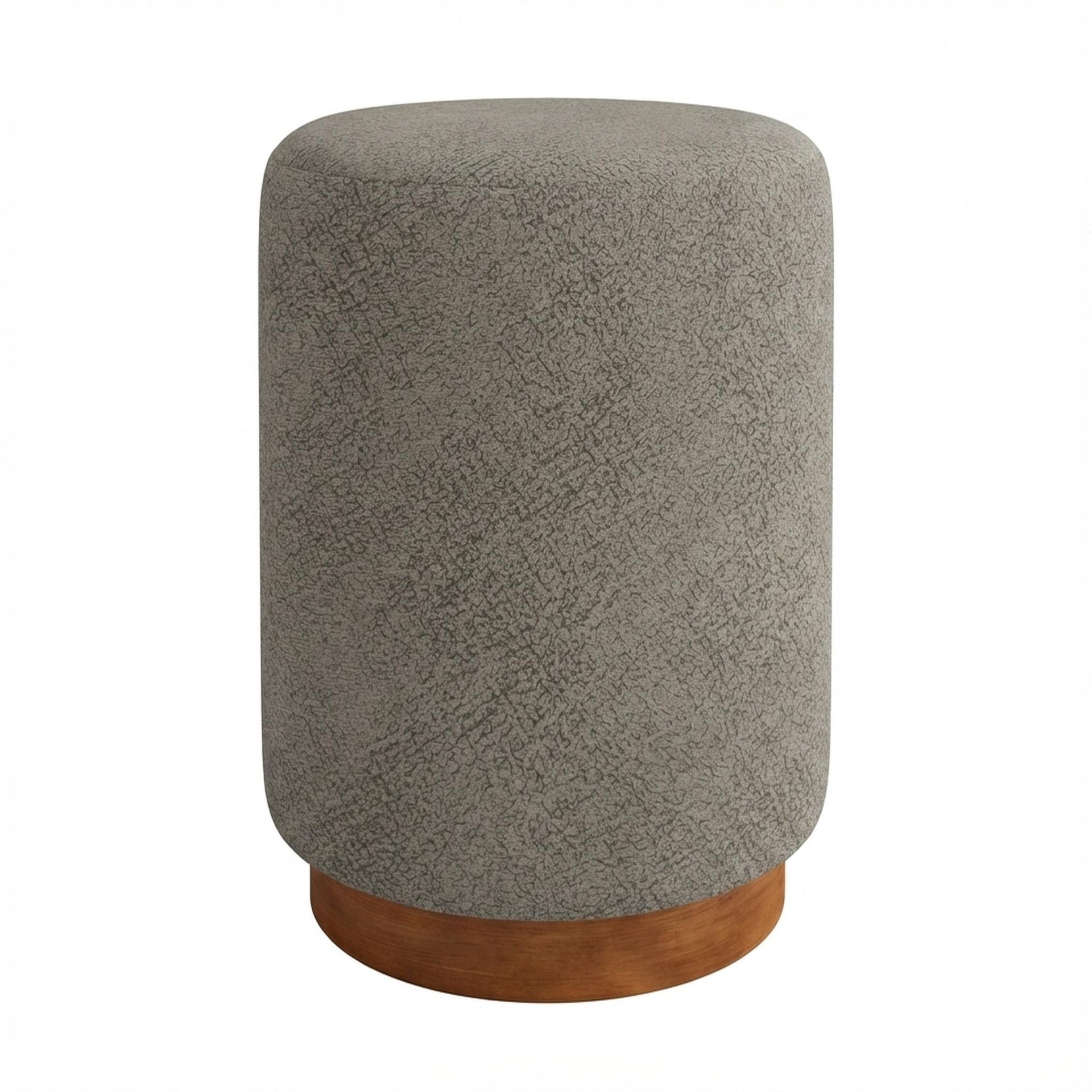 Hayden Home Premium Curved Manhattan Pouf for Dresser, Warm Cedar Legs, Essential Biscuit Upholstery