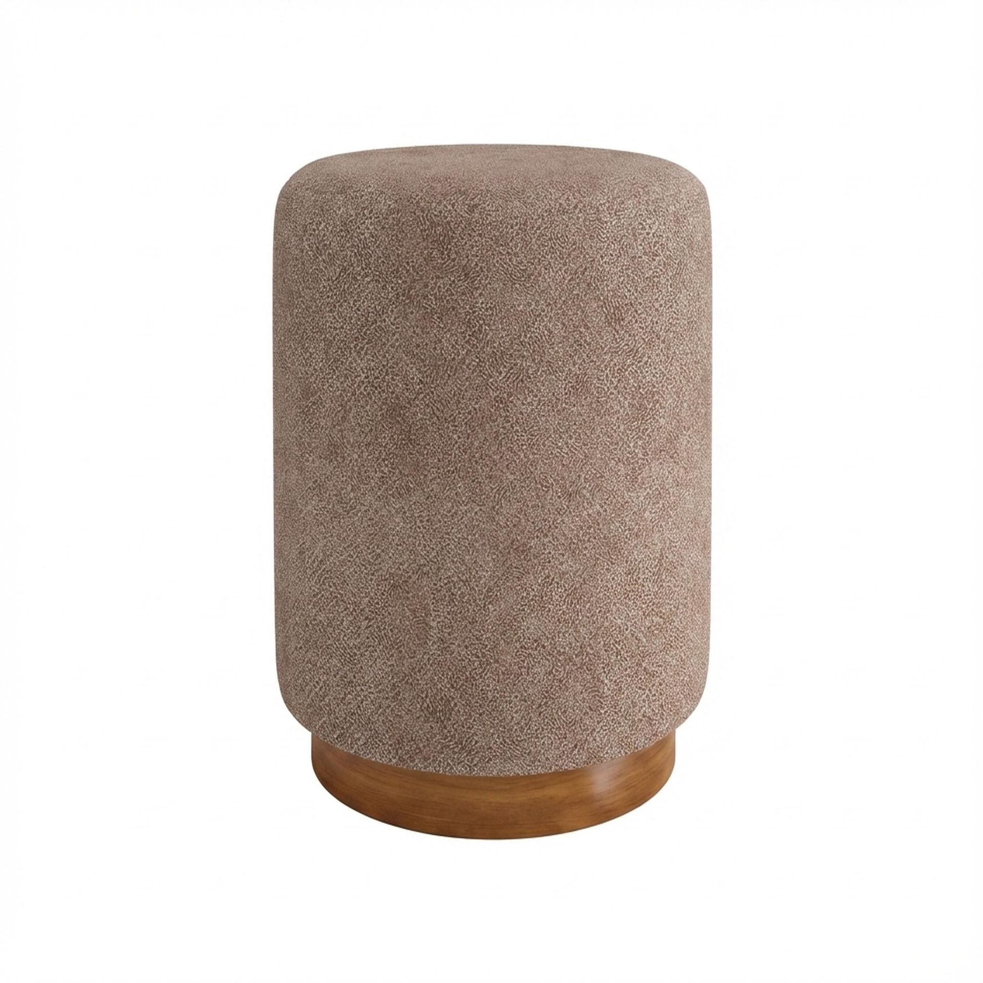 Hayden Home Premium Curved Manhattan Pouf for Dresser, Warm Cedar Legs, Essential Ballet Slipper Upholstery