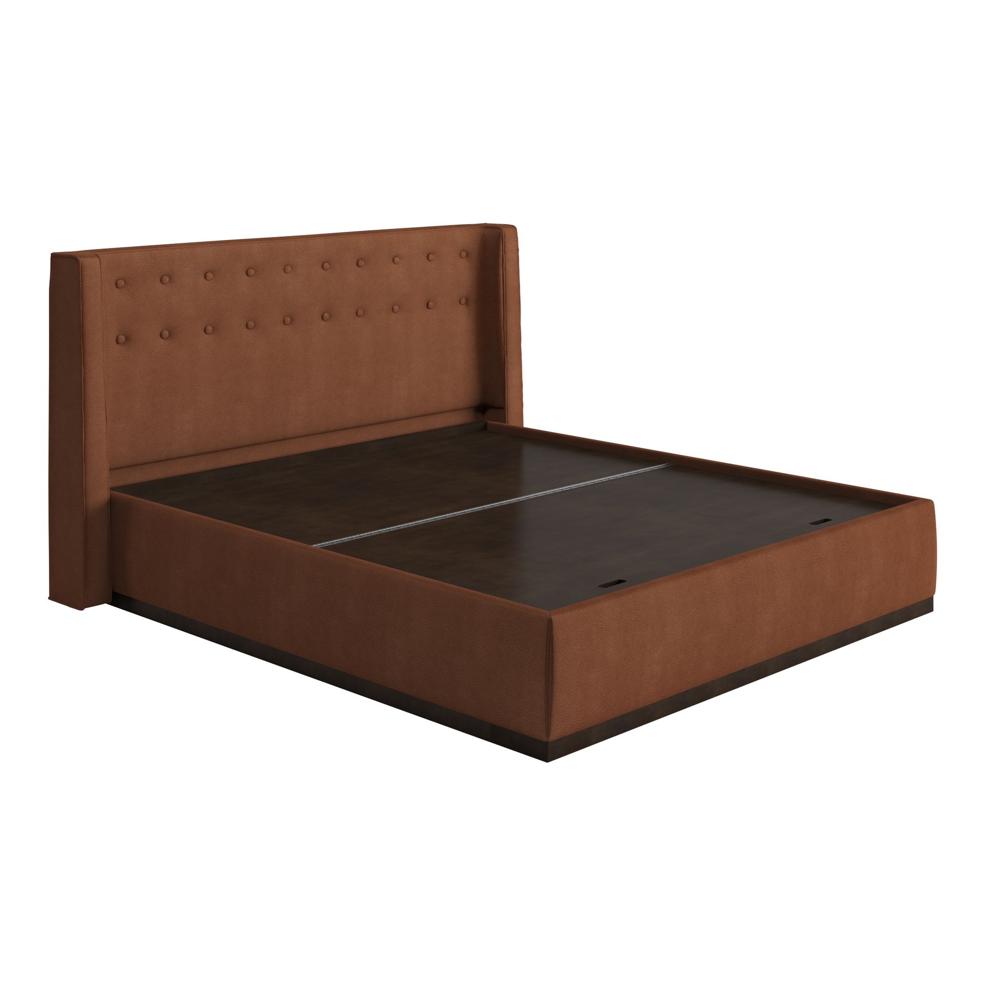 Hayden Home Karmen Upholstered Bed, PLY Material, King Size, Fully Hydraulic, Premium Rust Orange Upholstery