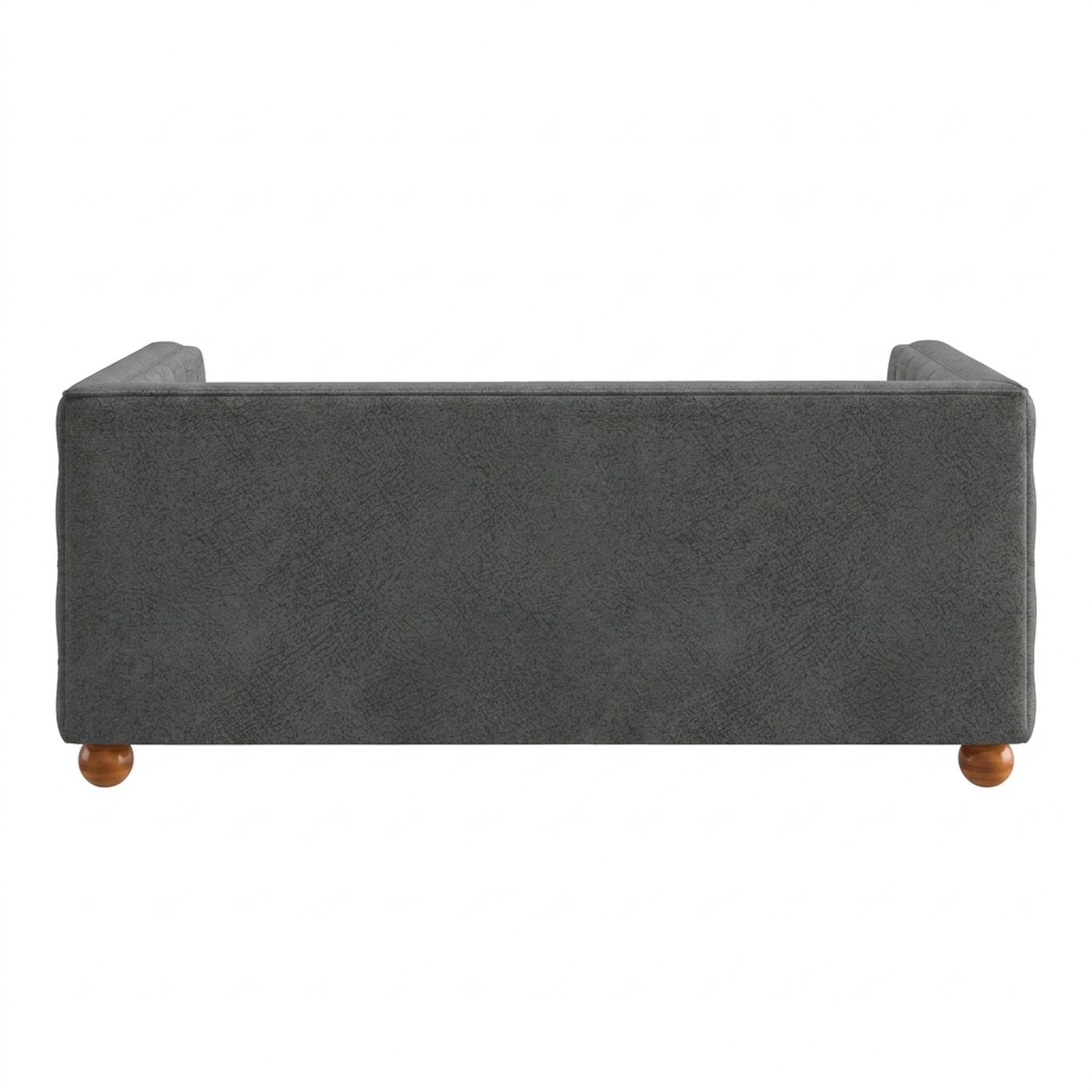 Hayden Home Premium Classic Chesterfield Sofa Bed, Warm Cedar Legs, Essential Frost Upholstery
