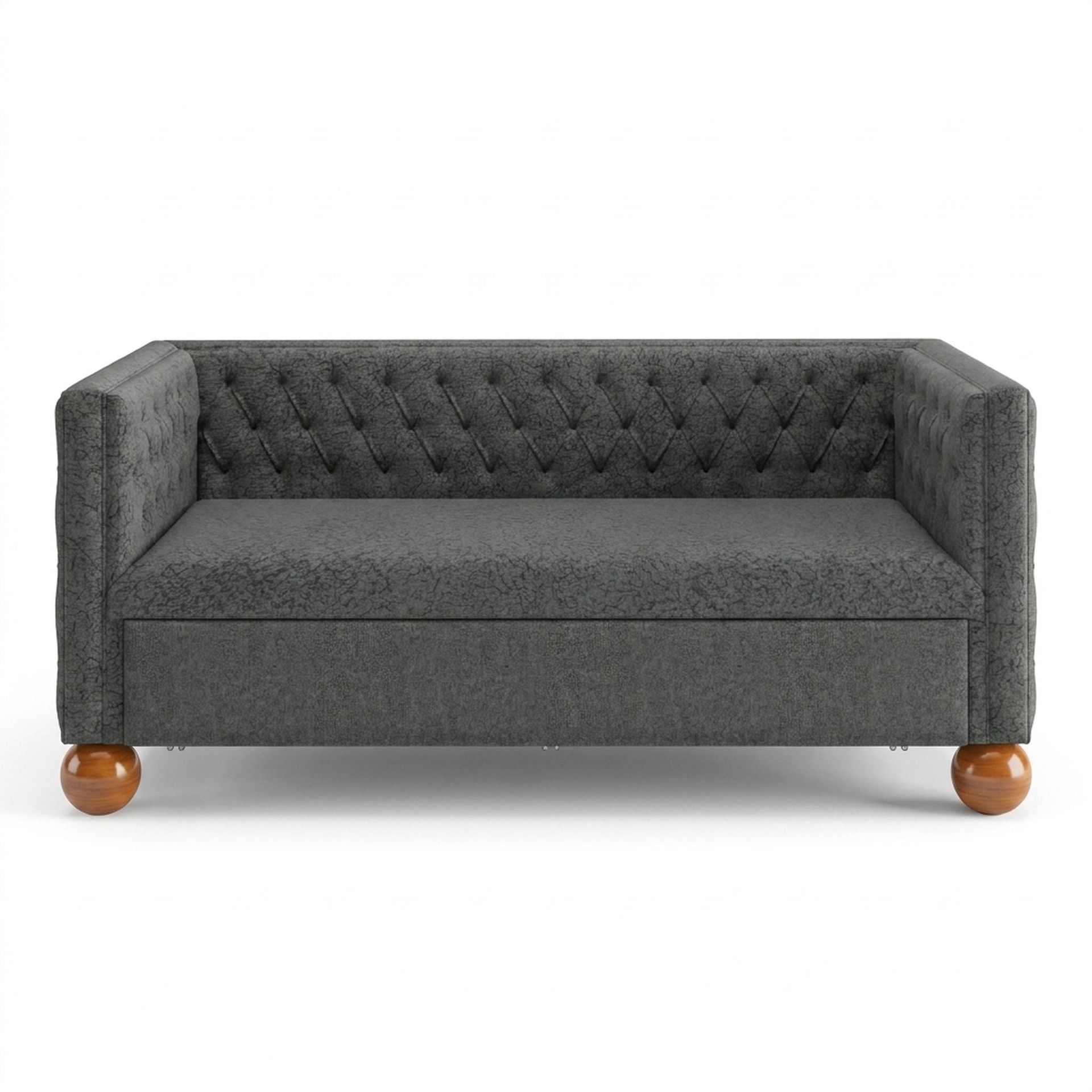 Hayden Home Premium Classic Chesterfield Sofa Bed, Warm Cedar Legs, Essential Frost Upholstery