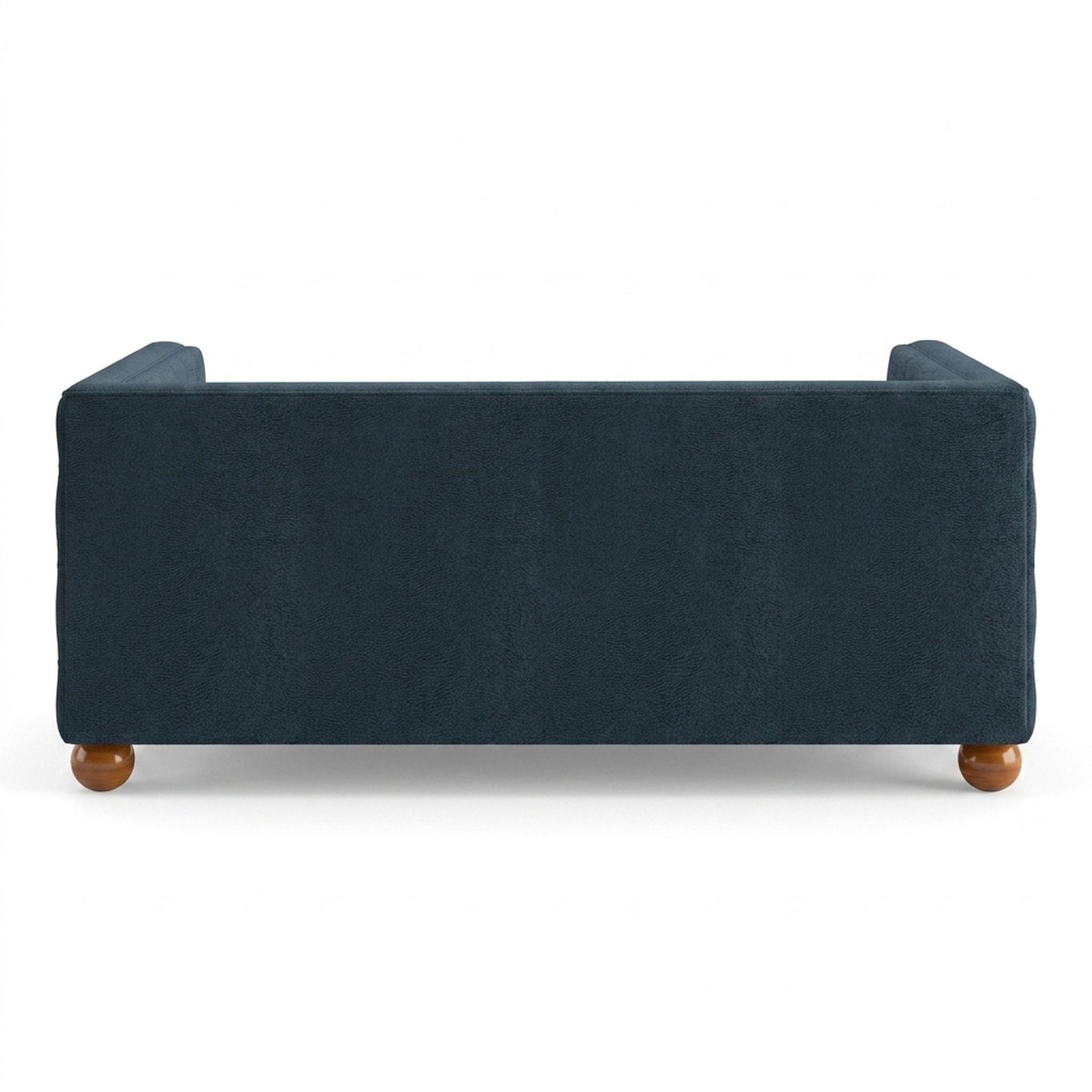 Hayden Home Premium Classic Chesterfield Sofa Bed, Warm Cedar Legs, Essential Vintage Blue Upholstery
