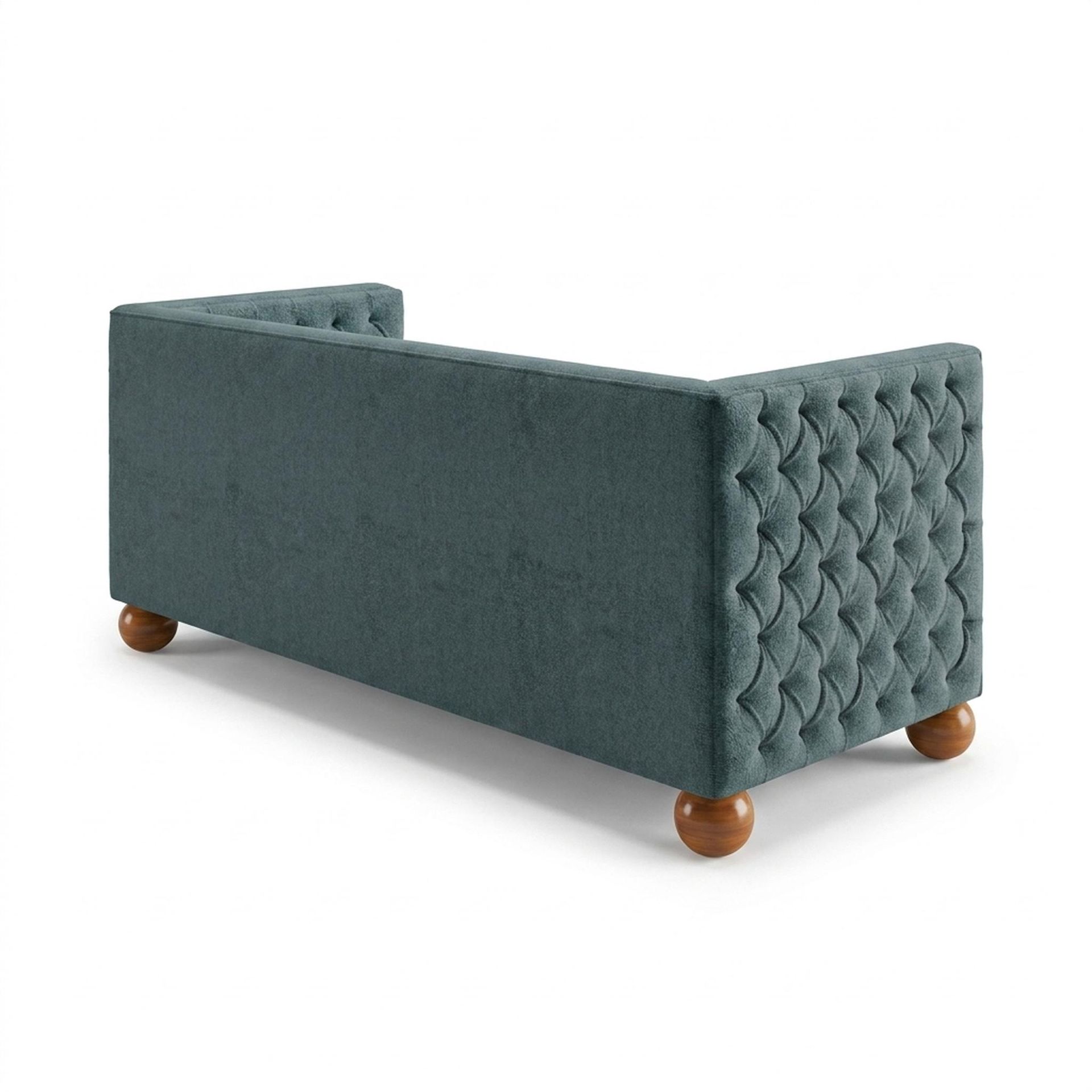 Hayden Home Premium Classic Chesterfield Sofa Bed, Warm Cedar Legs, Essential Teal Mist Upholstery