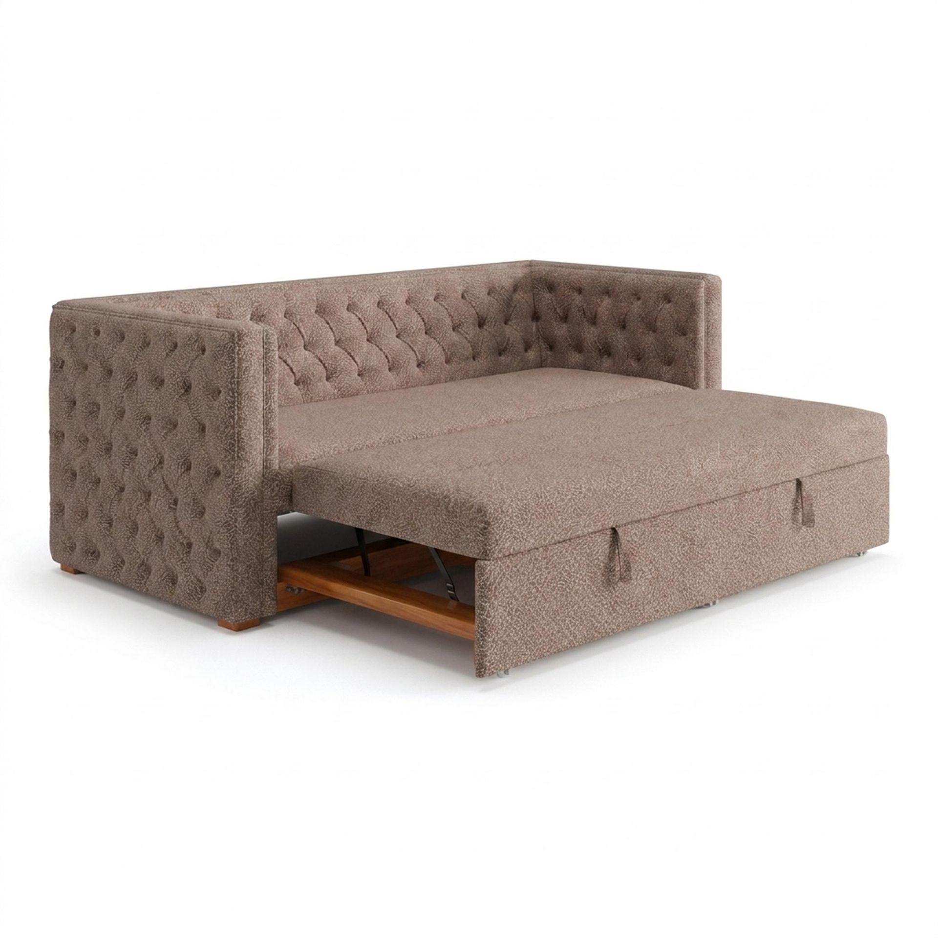 Hayden Home Premium Classic Chesterfield Sofa Bed, Warm Cedar Legs, Essential Ballet Slipper Upholstery