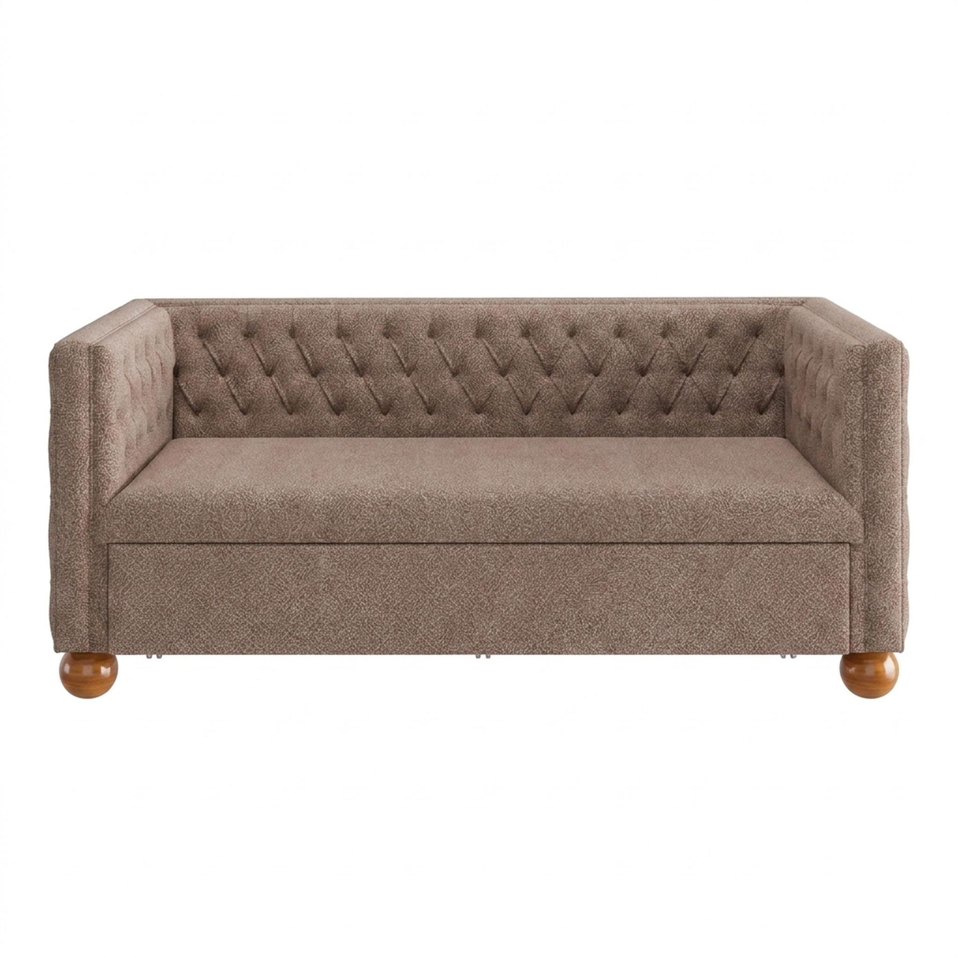 Hayden Home Premium Classic Chesterfield Sofa Bed, Warm Cedar Legs, Essential Ballet Slipper Upholstery