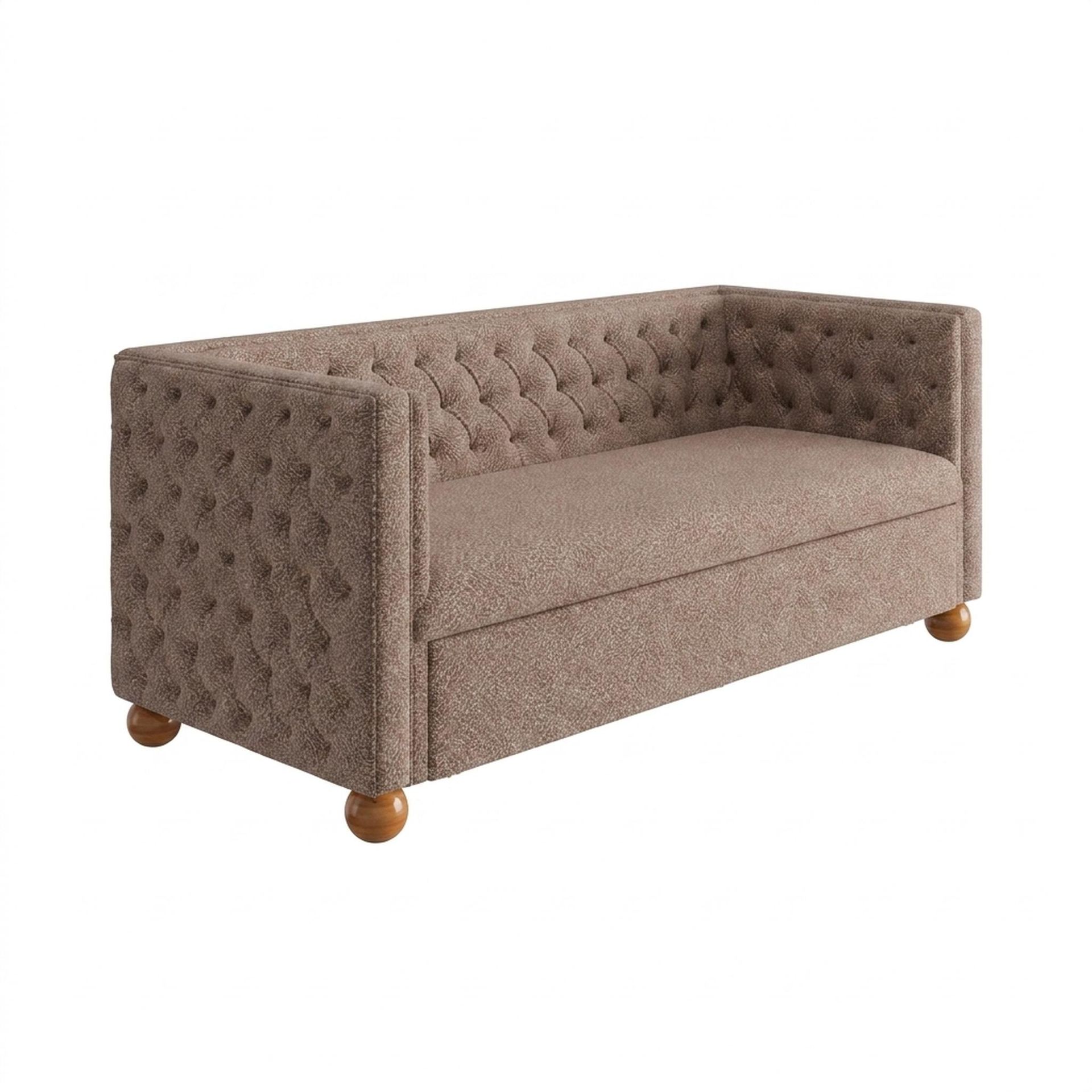 Hayden Home Premium Classic Chesterfield Sofa Bed, Warm Cedar Legs, Essential Ballet Slipper Upholstery