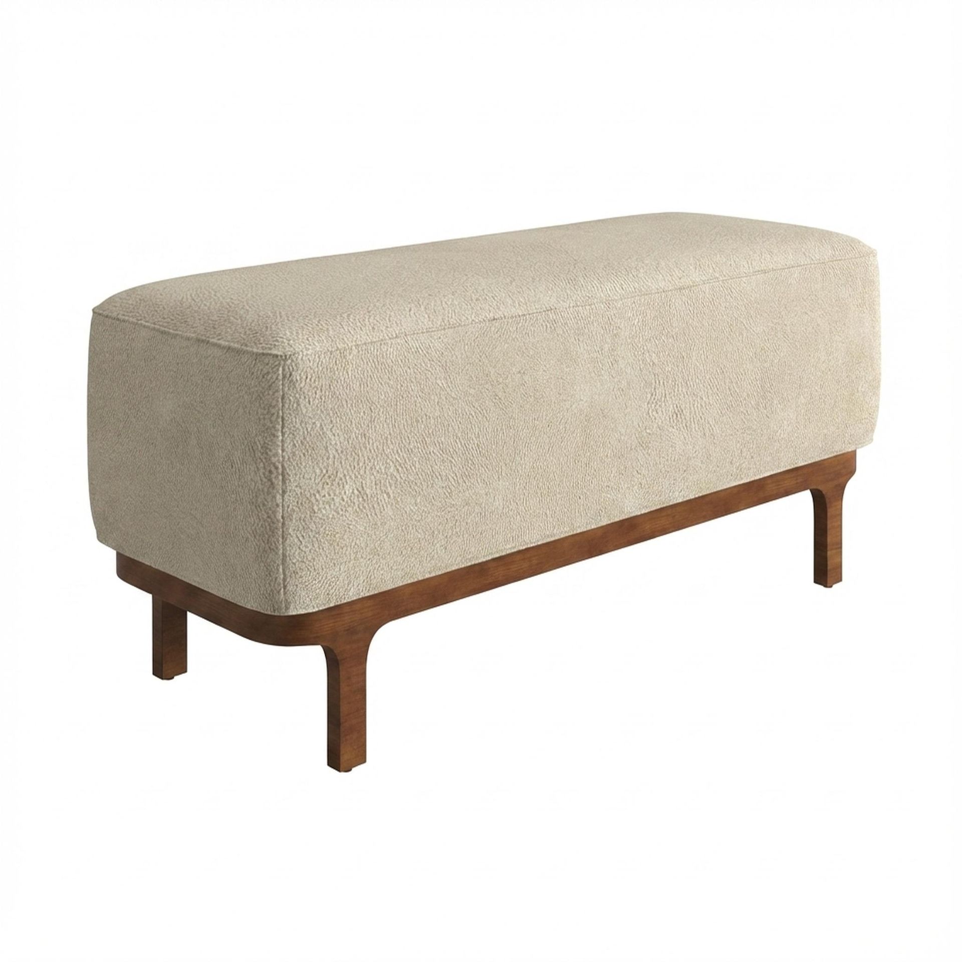 Hayden Home Premium Classic Serenity Bench, Warm Cedar Legs, Essential Sand Upholstery