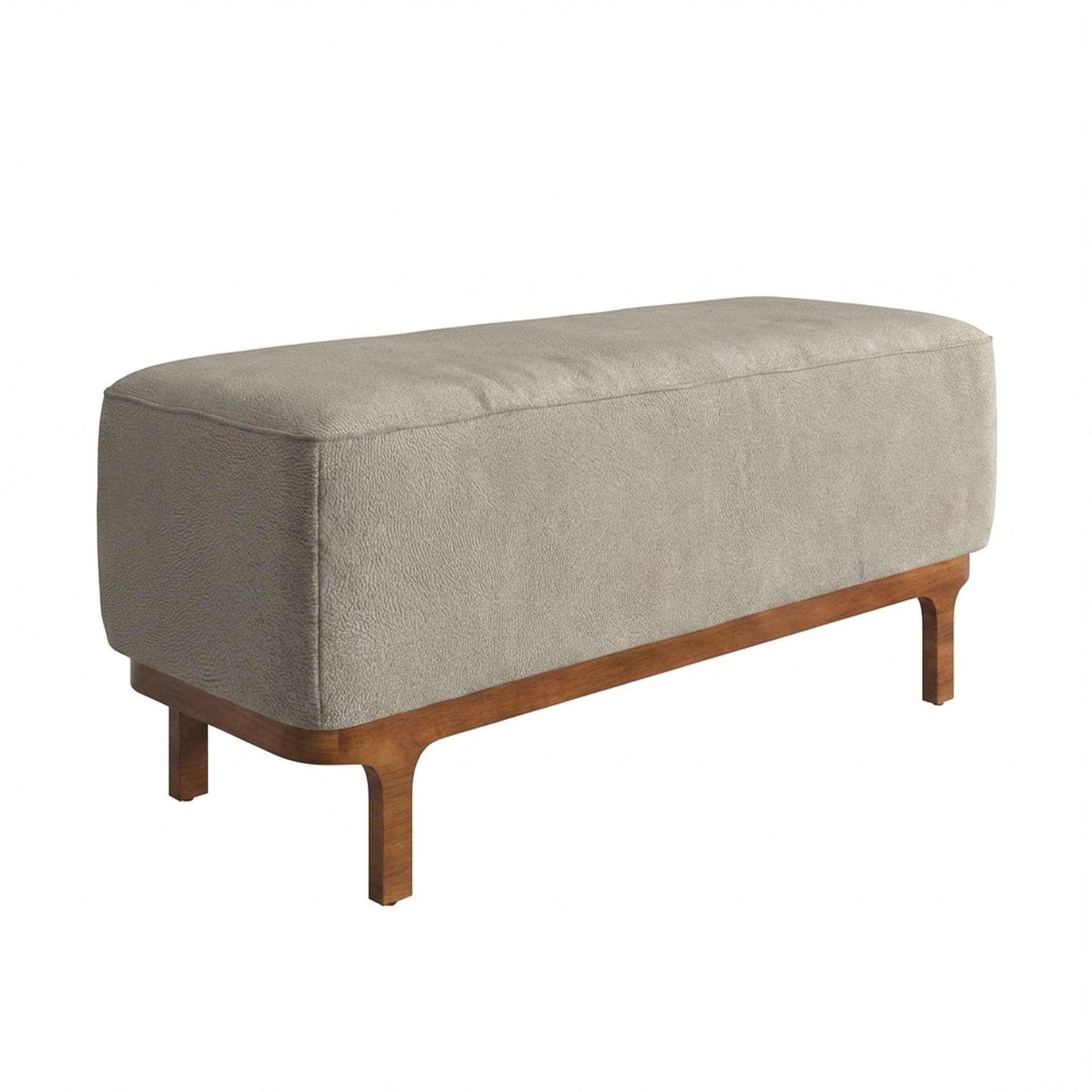 Hayden Home Premium Classic Serenity Bench, Warm Cedar Legs, Essential Bone Upholstery